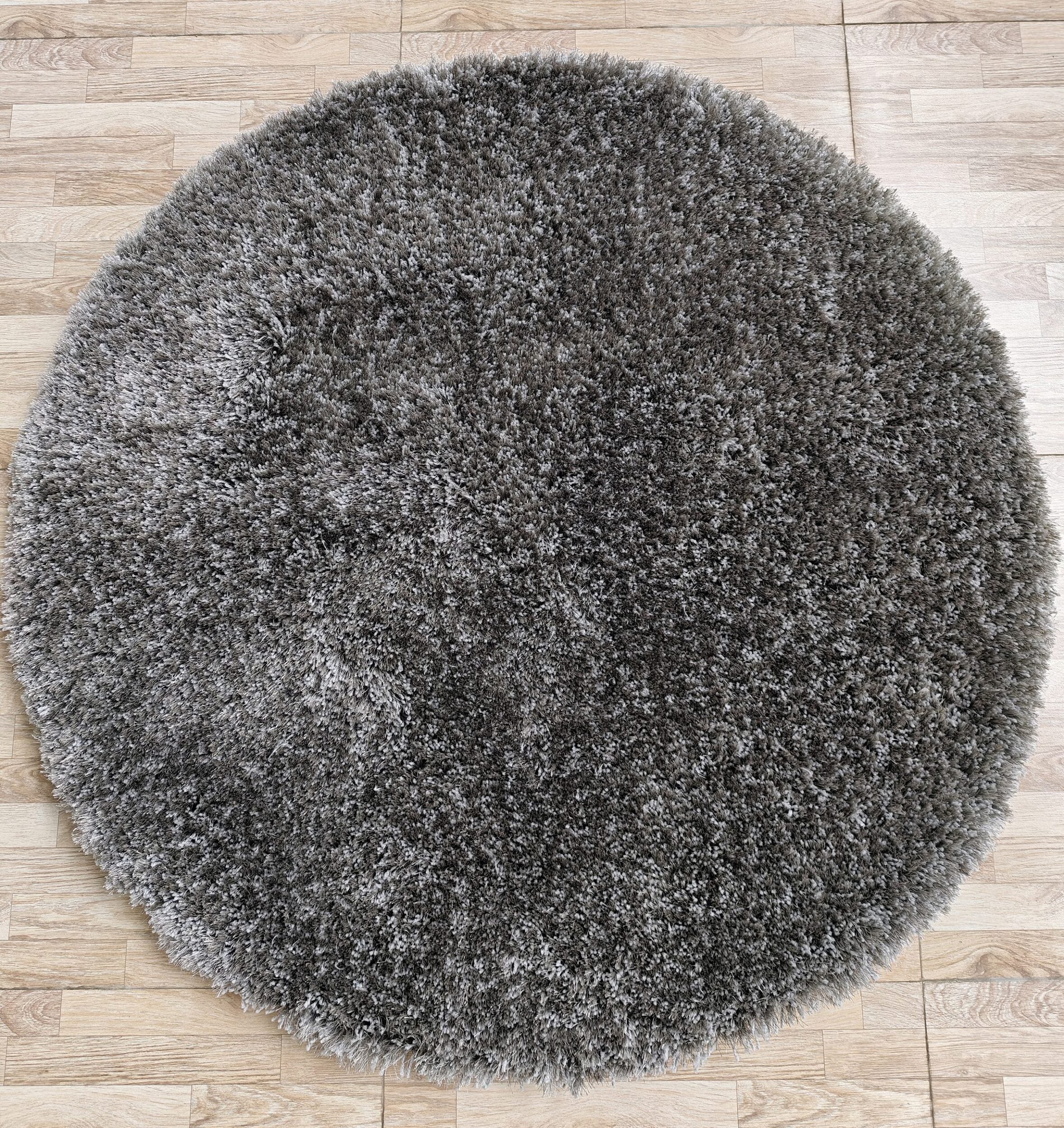 Grey Color Round Shaggy Rug 120 CM