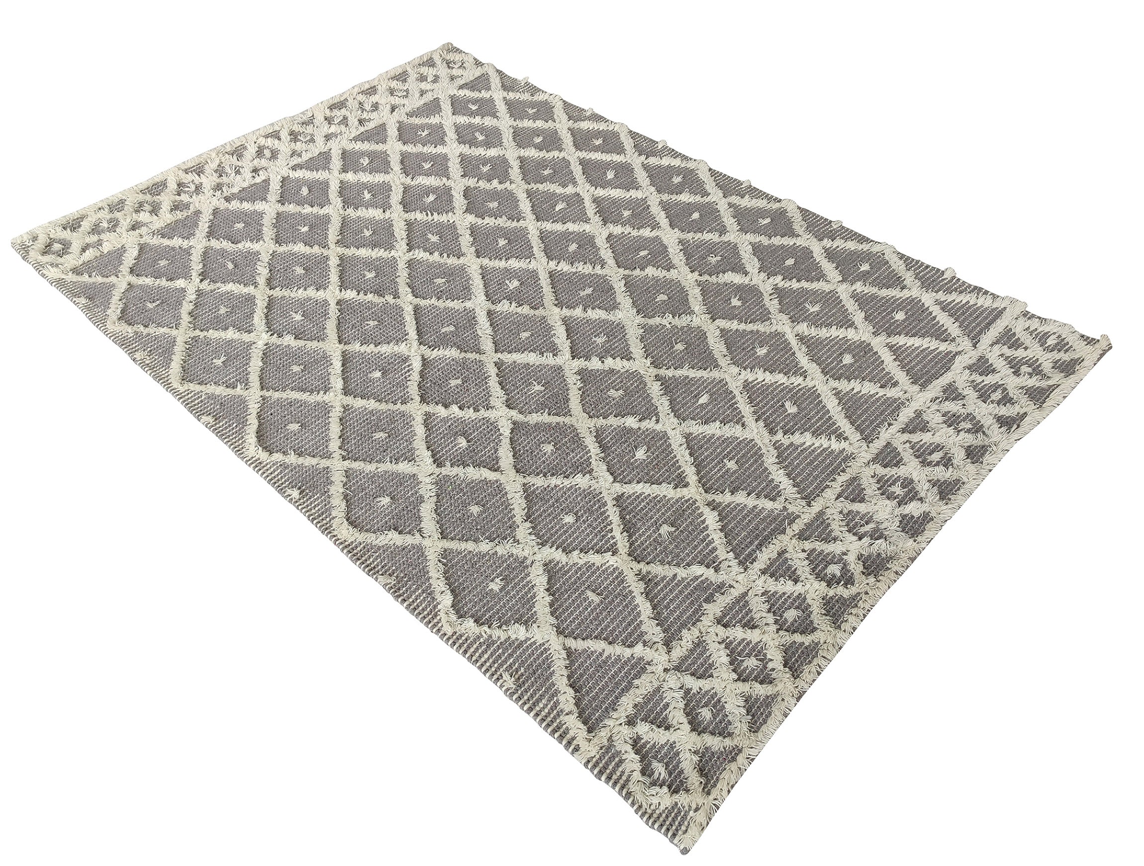 Hand Made Wool & Cotton Natural Color Woven Rug (6 Sizes)