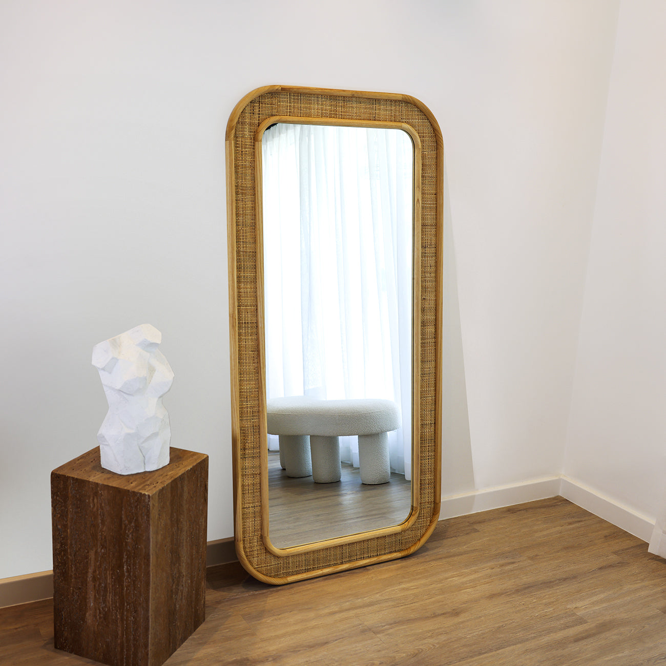 FARRAH - VINTAGE HAND CRAFTED RATTAN FULL LENGTH MIRROR 180 X 90CM
