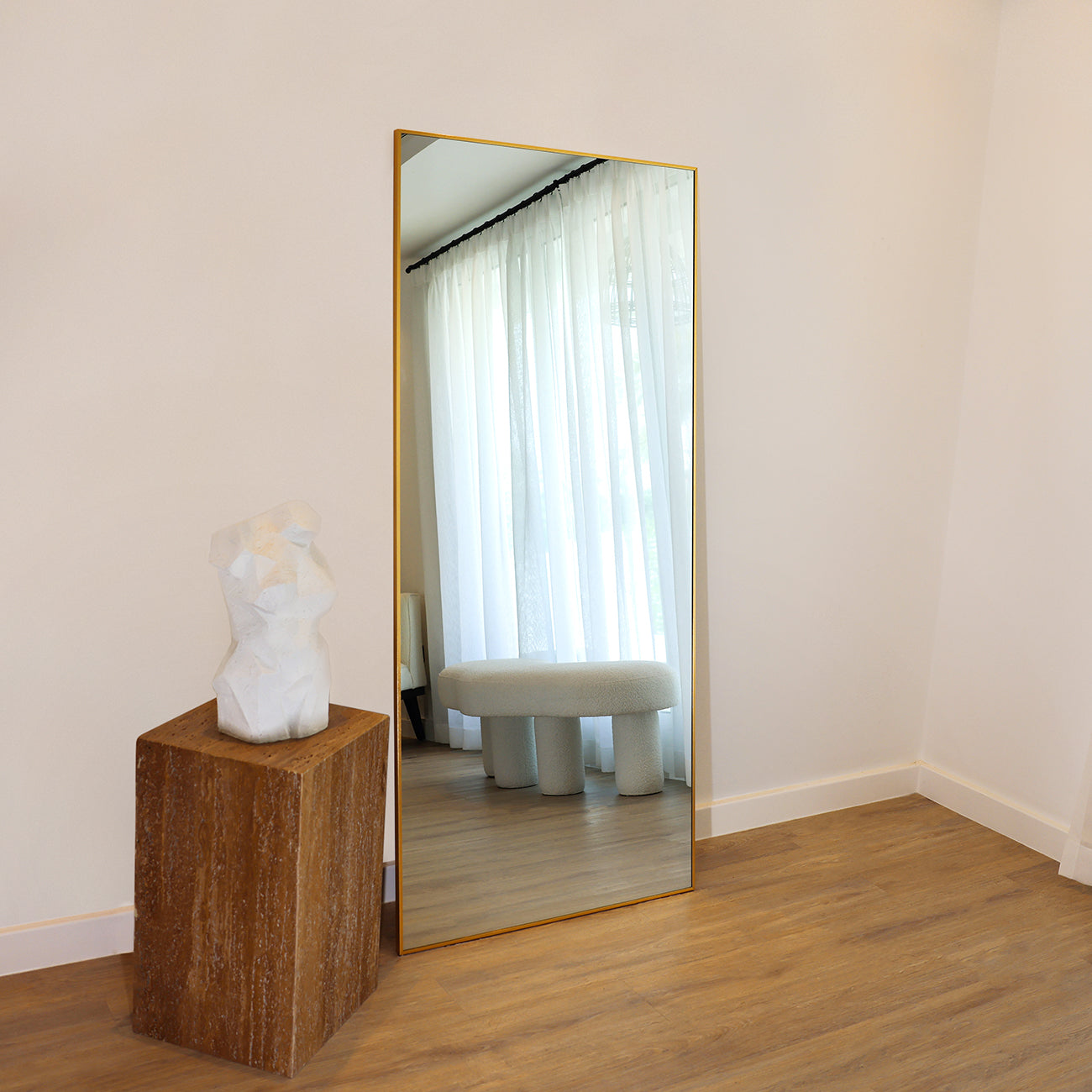 VIENNA LARGE - FULL LENGTH BRUSHED GOLD CONTEMPORARY METAL RECTANGULAR 180CM X 80CM