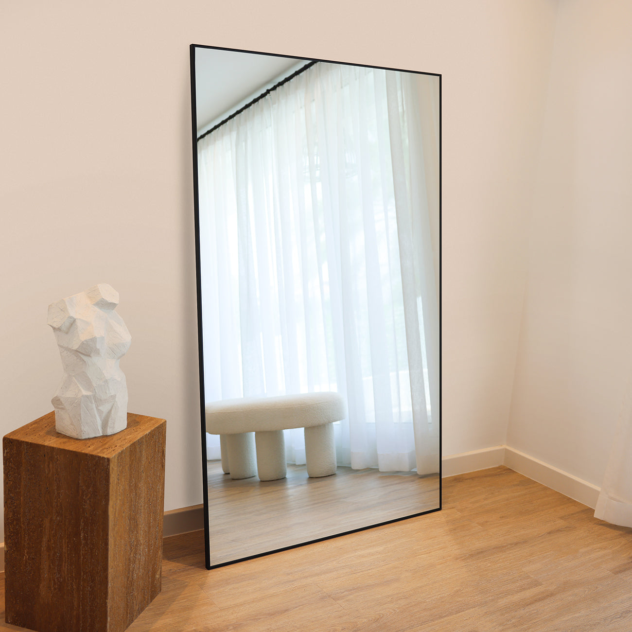 VIENNA X-LARGE - FULL LENGTH BLACK CONTEMPORARY METAL RECTANGULAR MIRROR