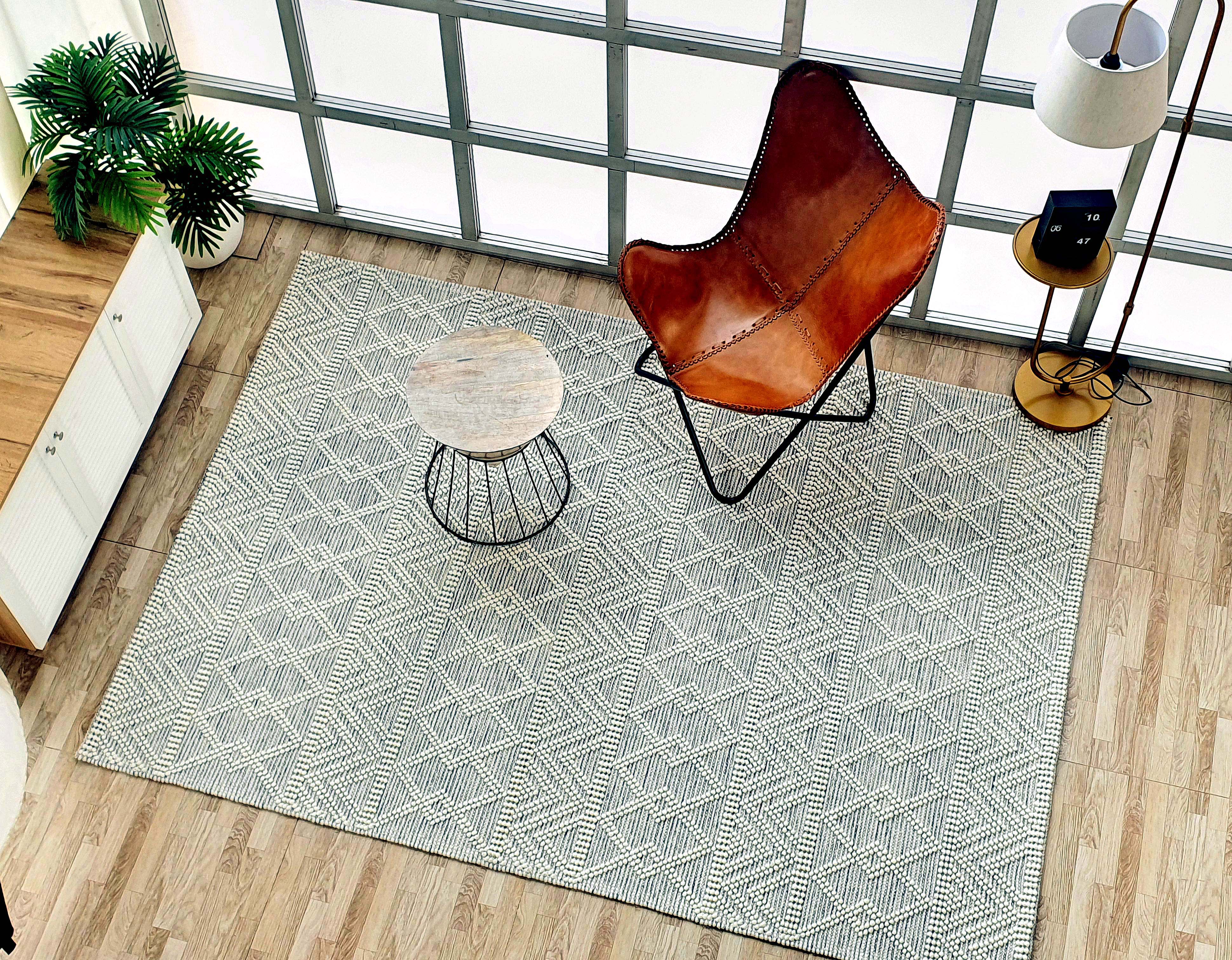 Handmade Woven Rug Natural & White Color Floor Rug (5 Sizes)