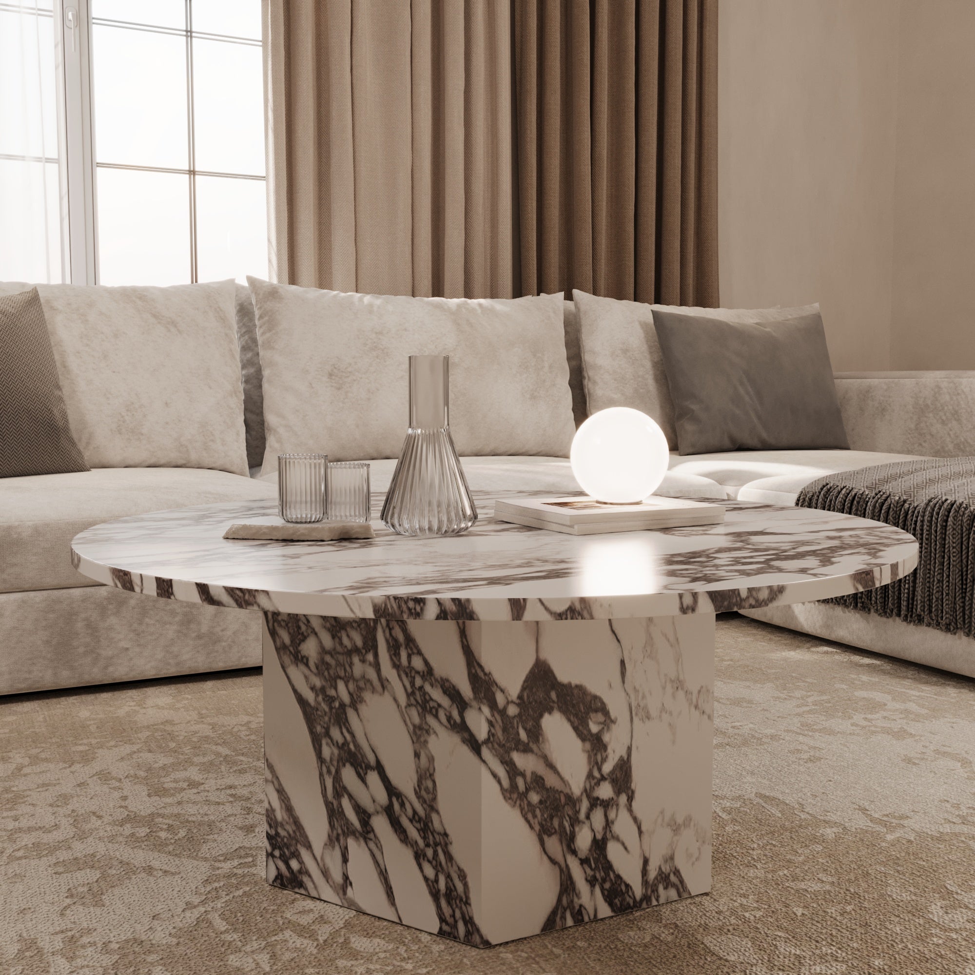 Sebastian Calacatta Viola Marble Round Coffee Table