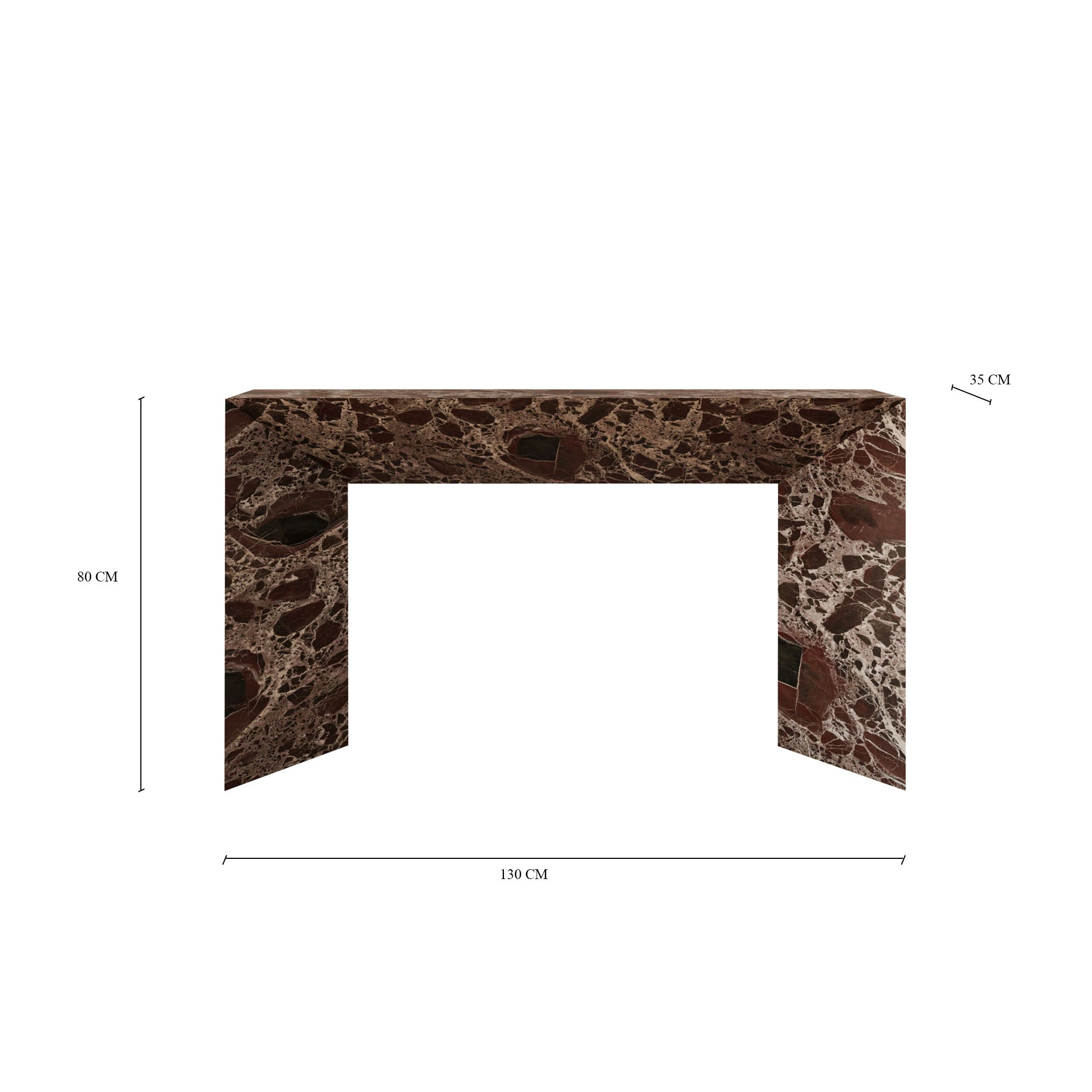 Camilla Rosso Levanto Marble Console Table