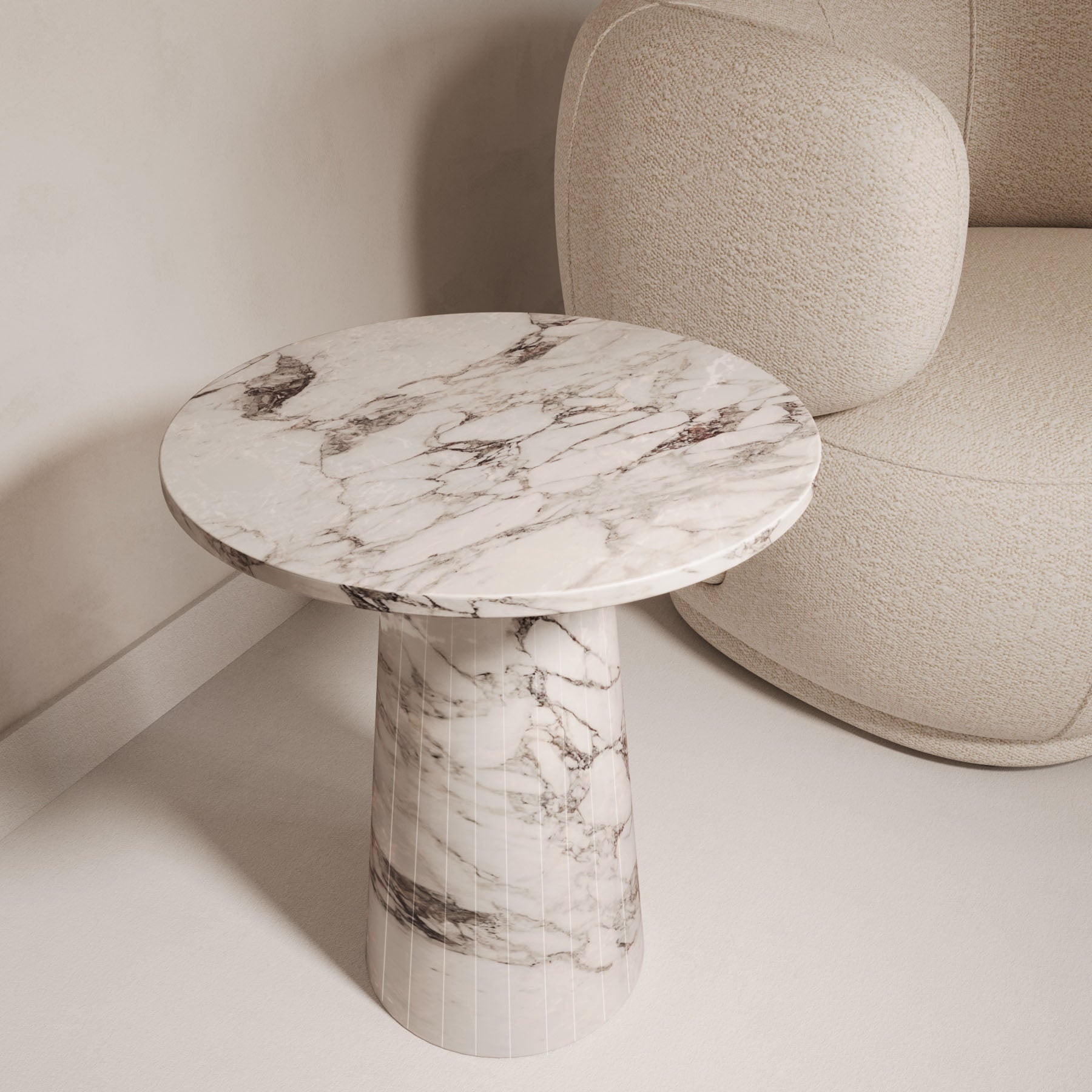 Lucy Arabescato Round Marble Side Table