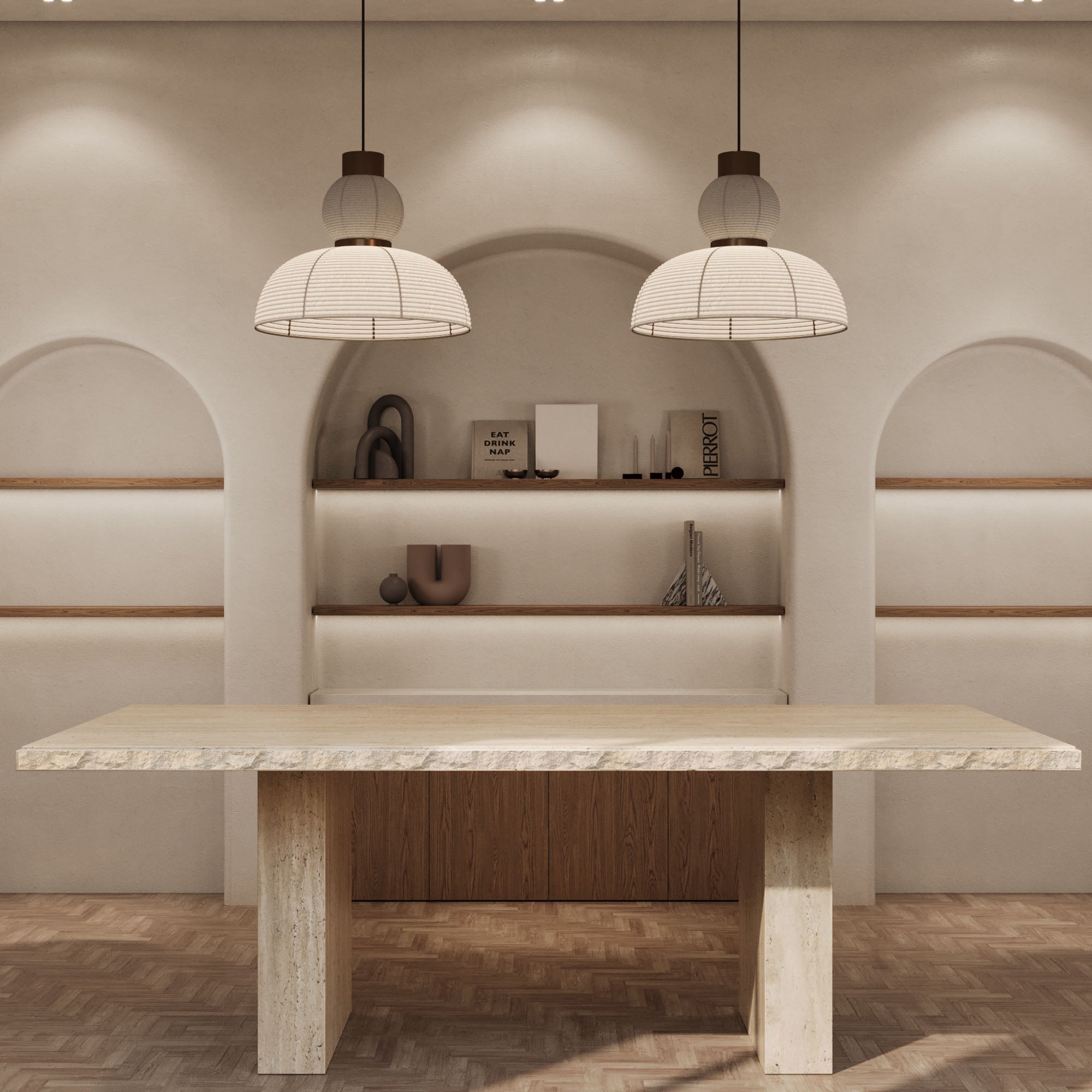 Rosa Travertine Dining Table With Natural Edge