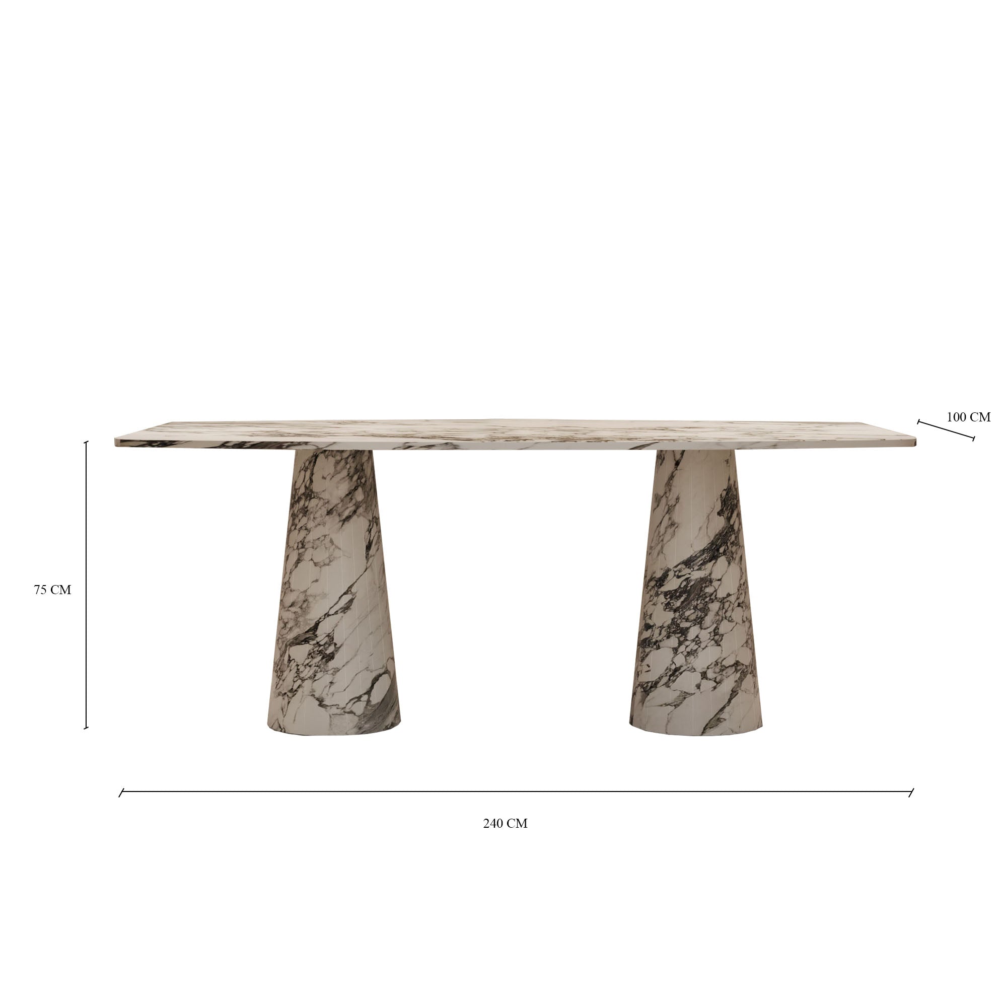 Lucas Italian Arabescato Curved Rectangle Dining Table