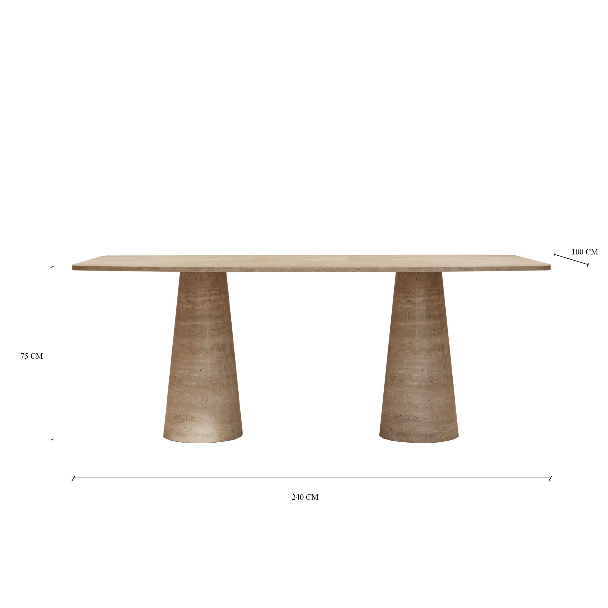 Lucas Italian Travertine Curved Rectangle Dining Table