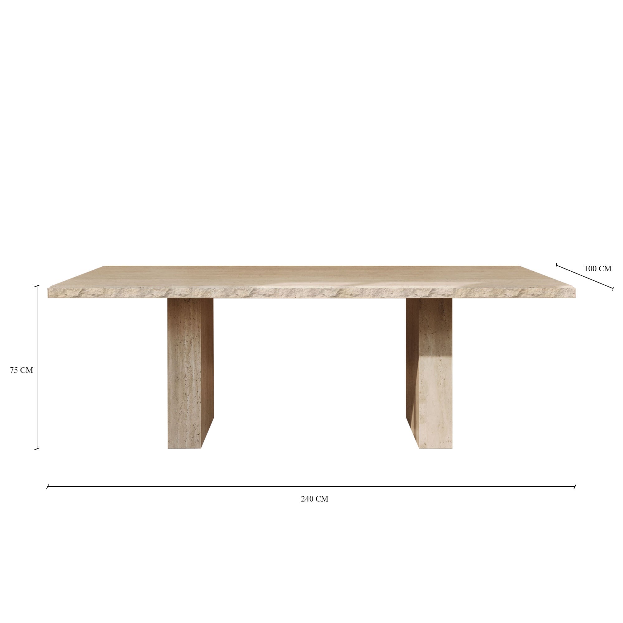 Rosa Travertine Dining Table With Natural Edge