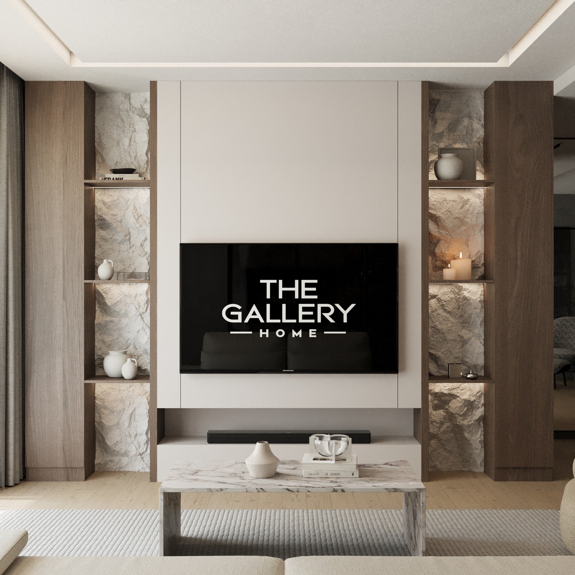 Alpine Stone Media Wall