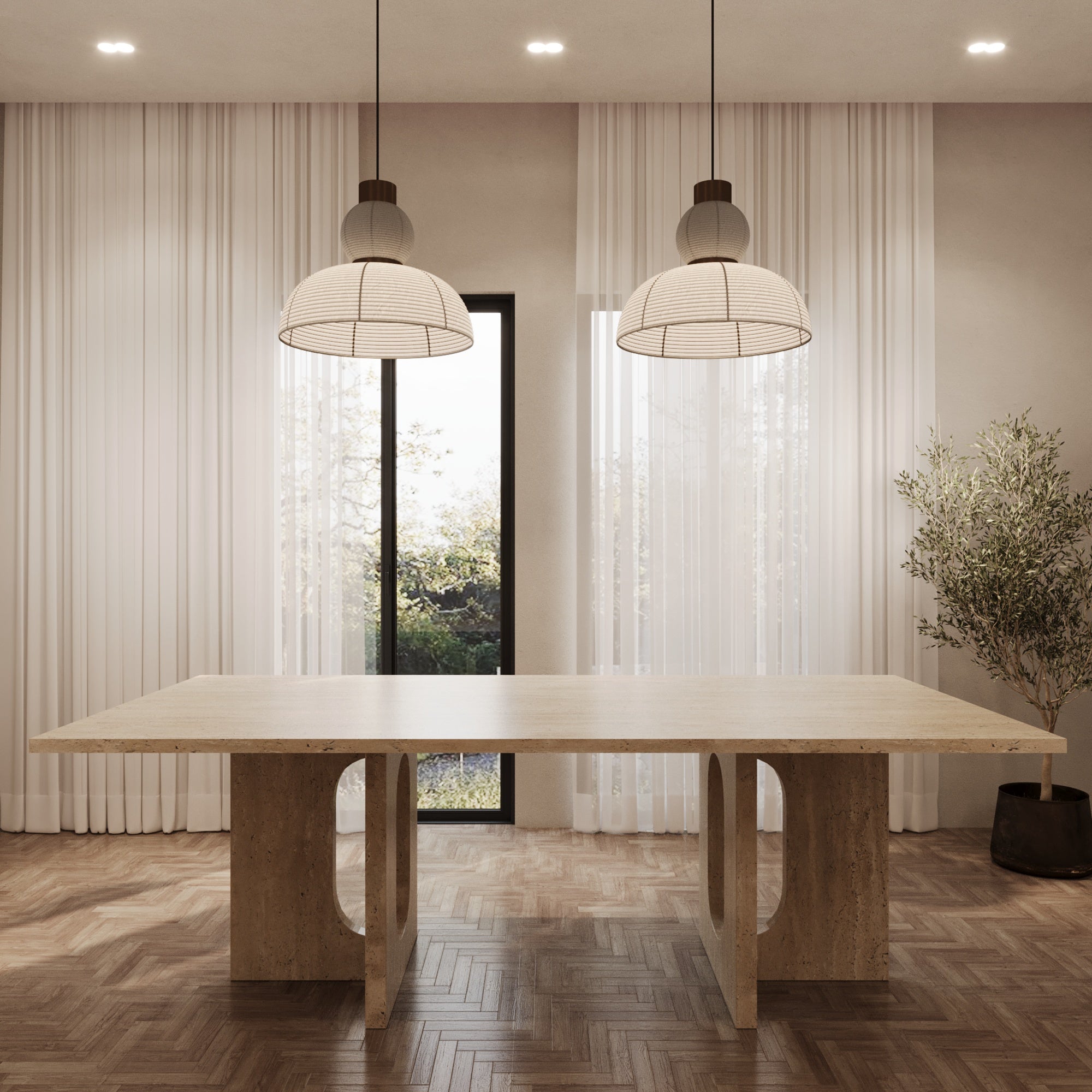 Andrea Travertine Rectangle Dining Table