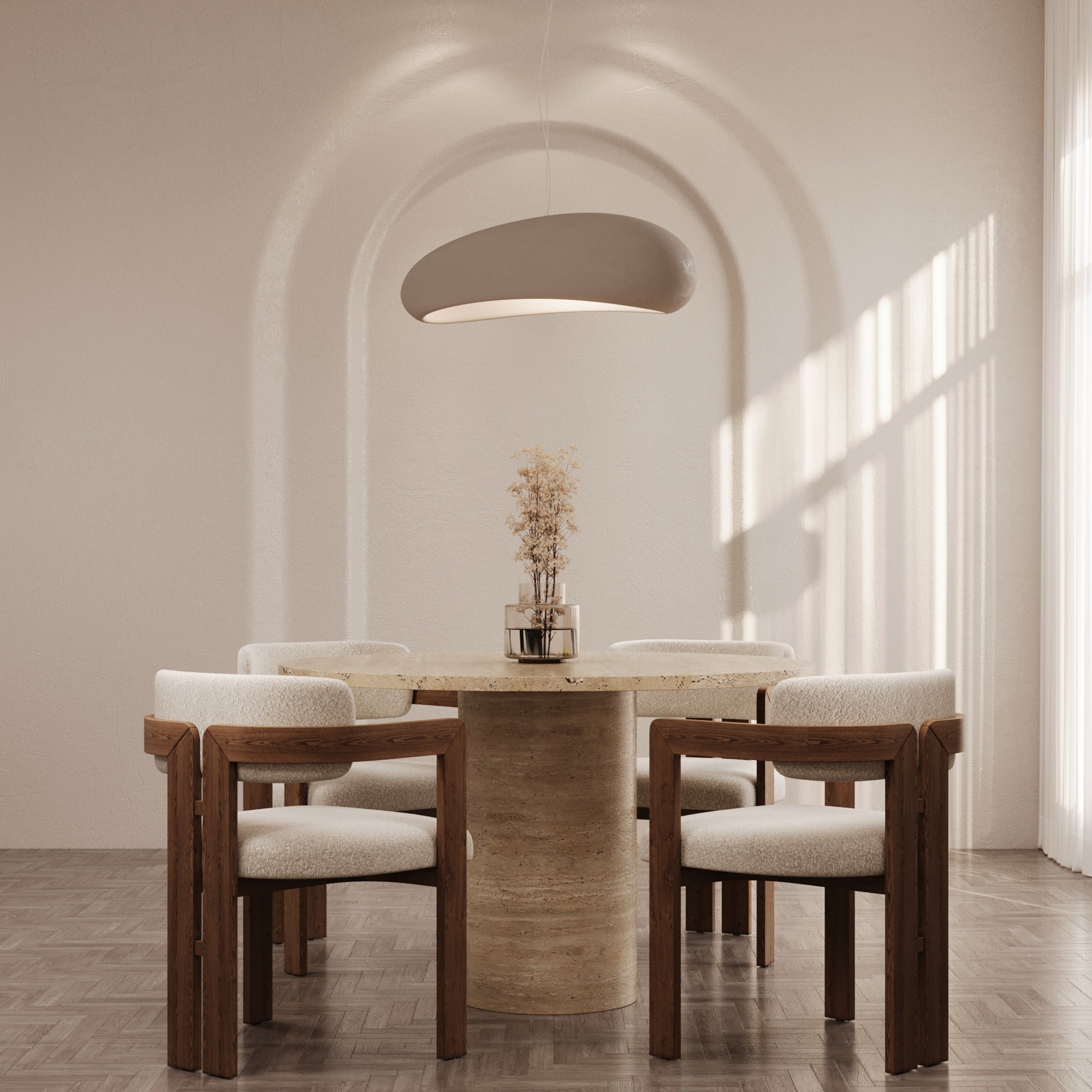 Carla Italian Travertine Rond Dining Table