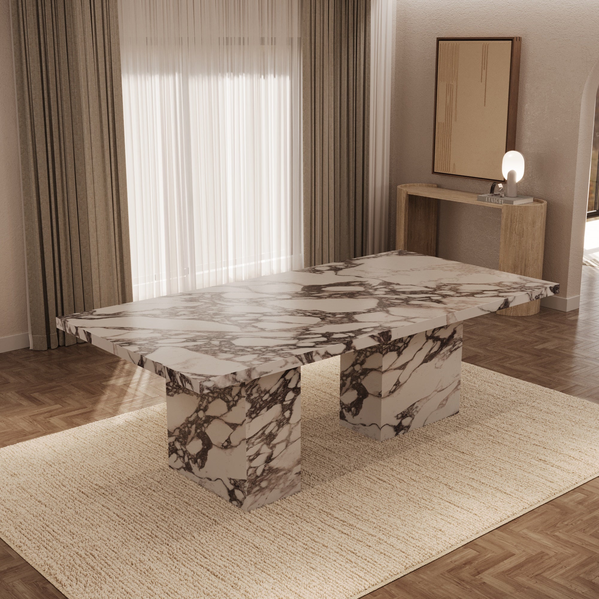 Olivia Italian Calacatta Viola Dining Table