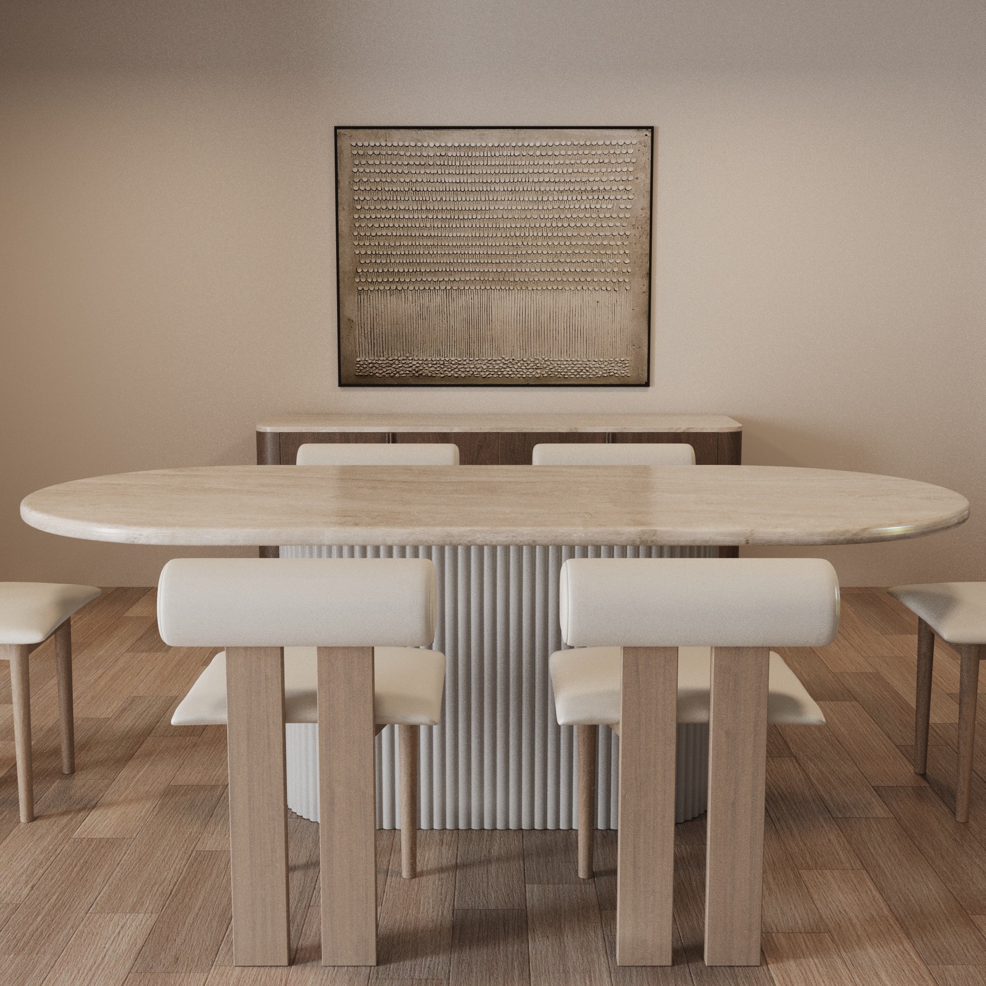 Lucente Cappuccino Oval Dining Table With Fluted Base