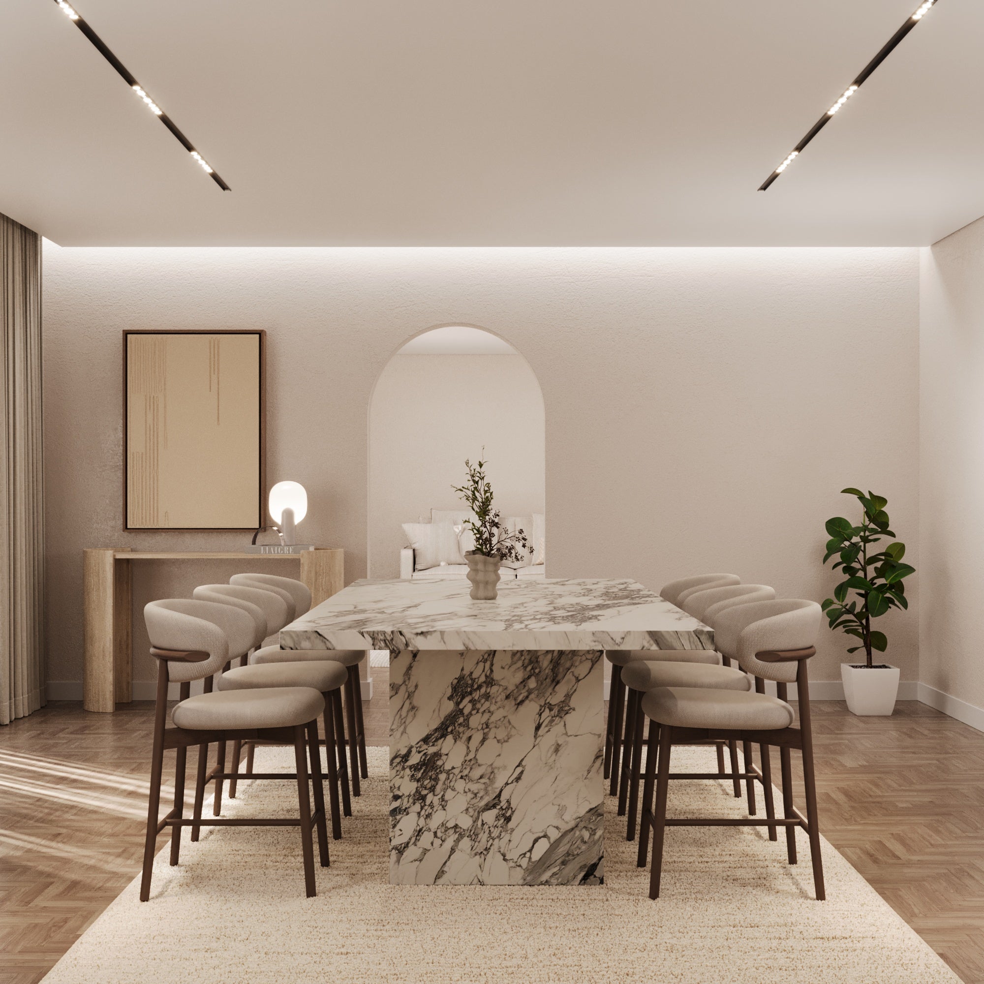 Olivia Italian Arabescato Dining Table