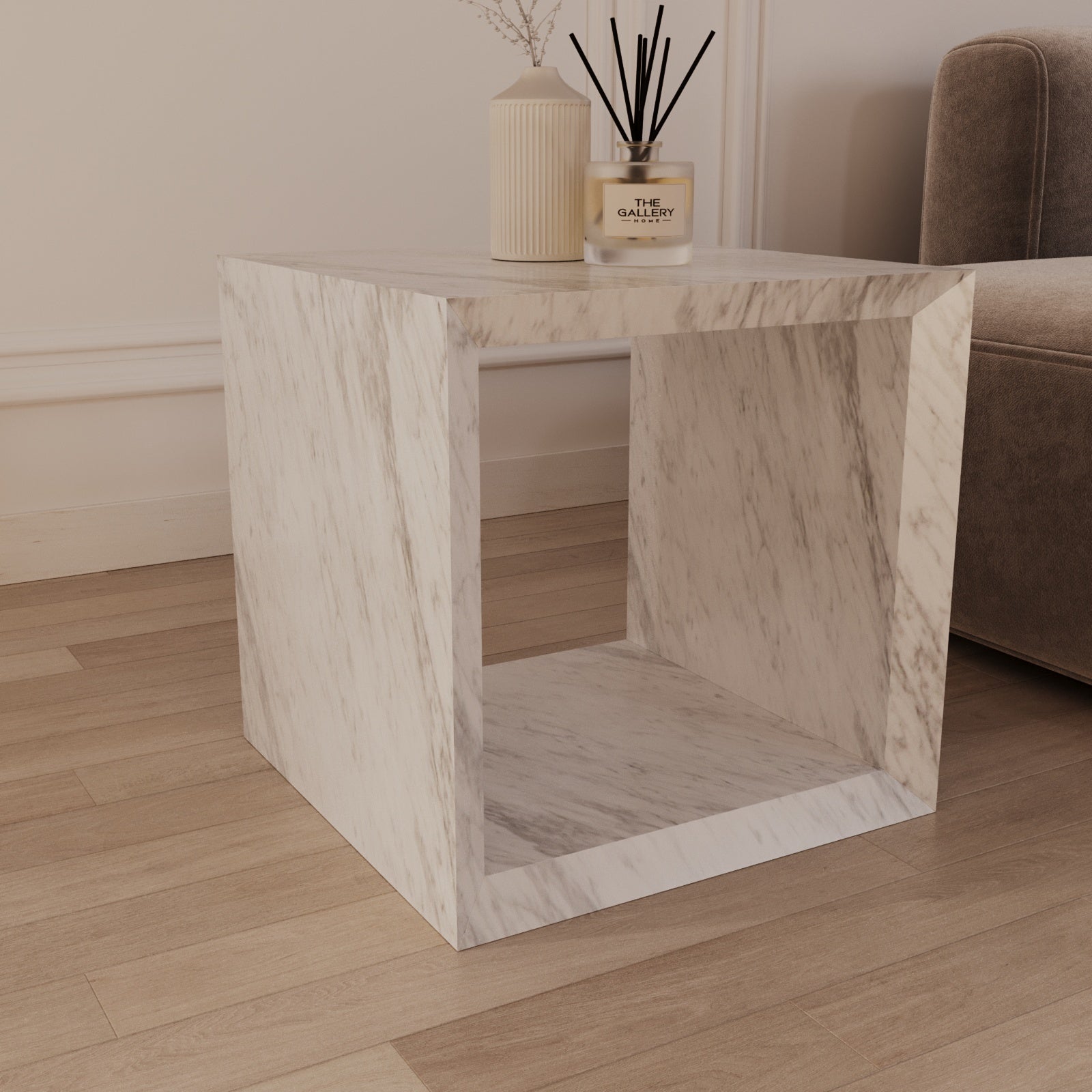 Viani Calacatta Green Marble Box Side Table
