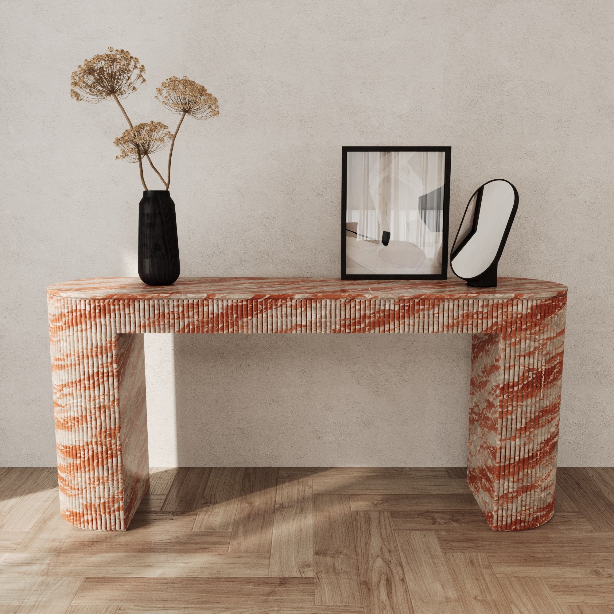 Ballagio Rosso Francio Fluted Console Table