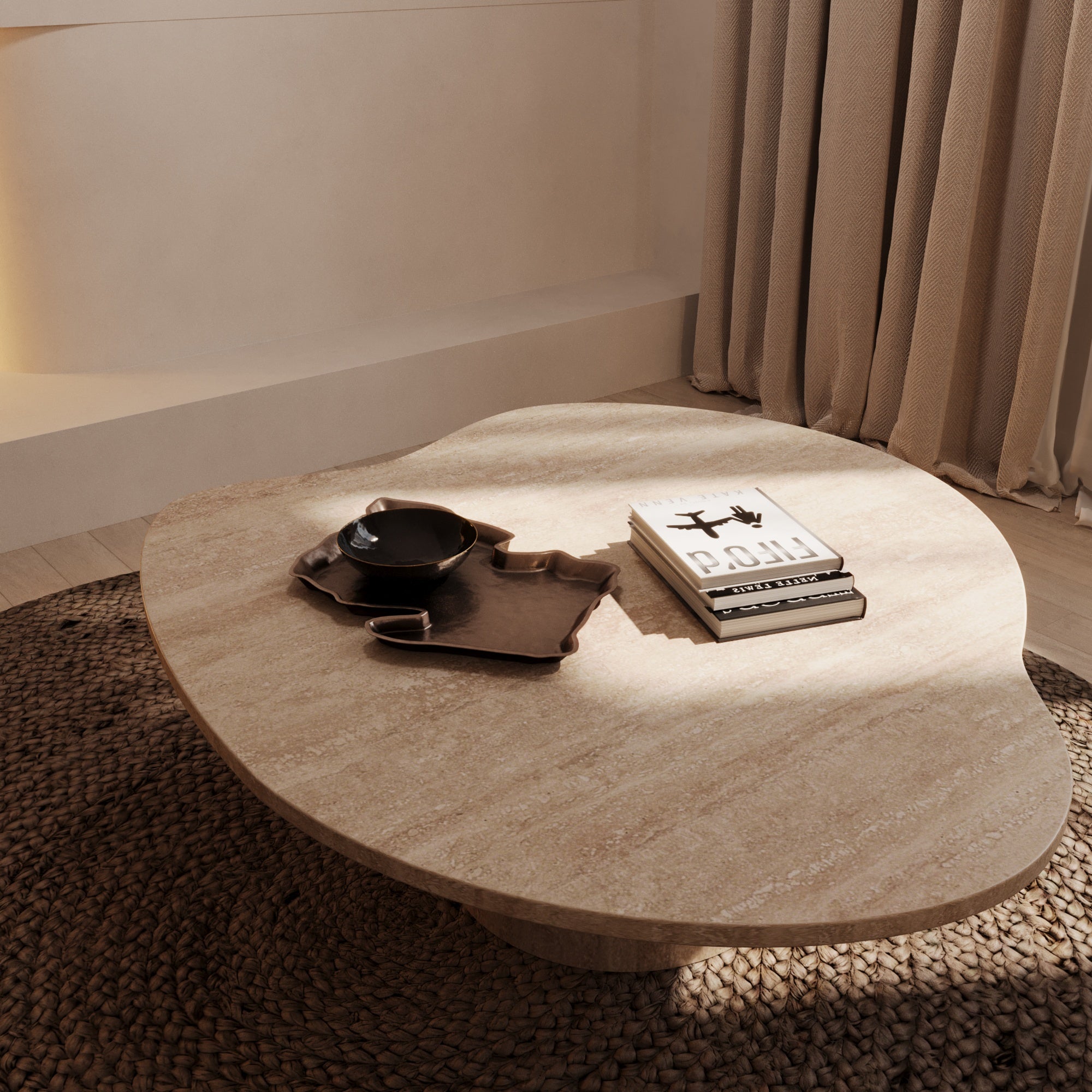 Lexi Travertine Irregular Coffee Table