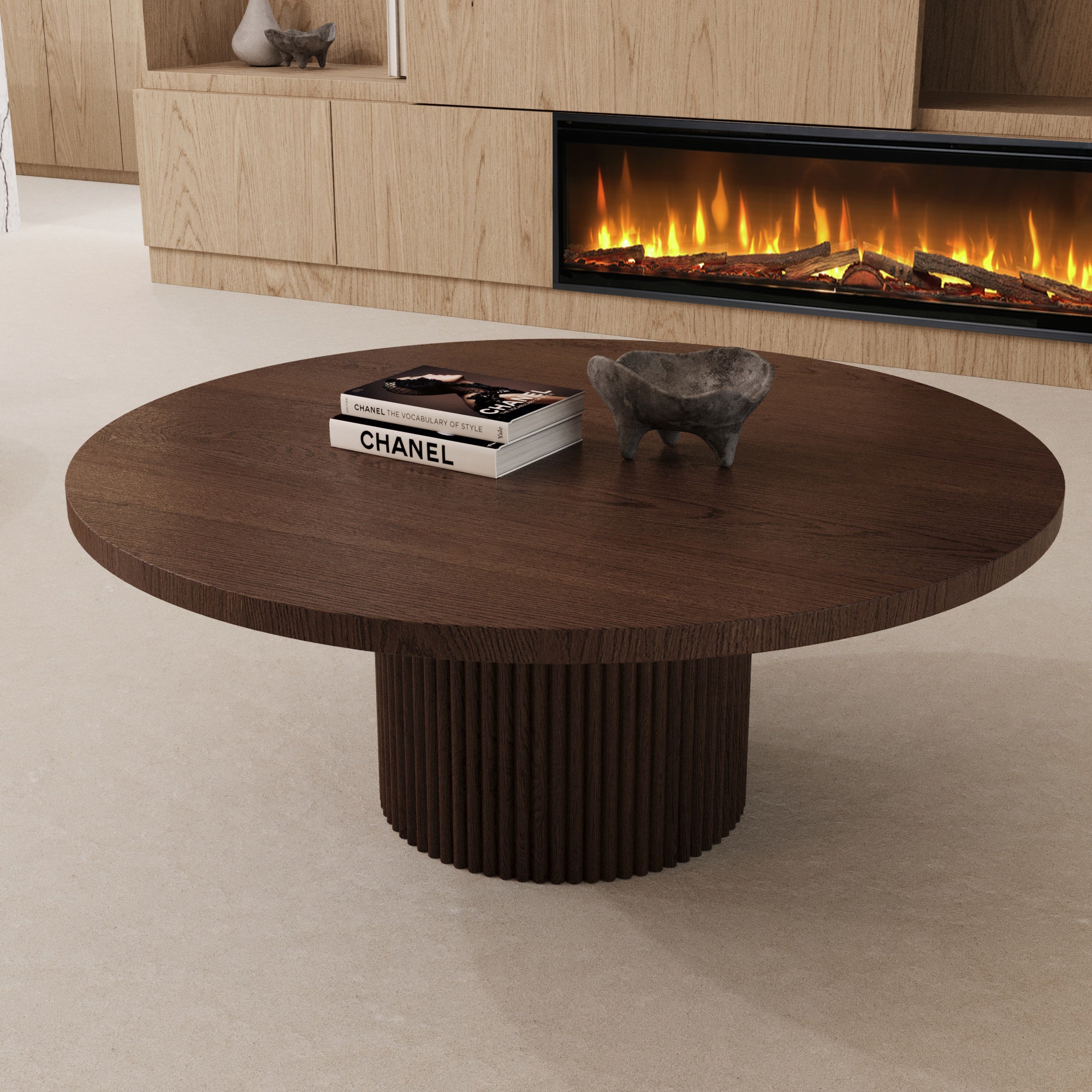 Oslo Walnut Wood Round Coffee Table