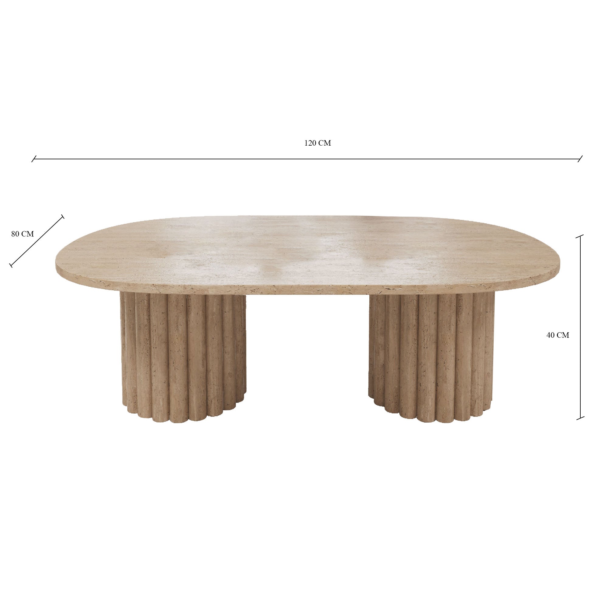 Lorenzo Travertine Coffee Table With Fluted Base