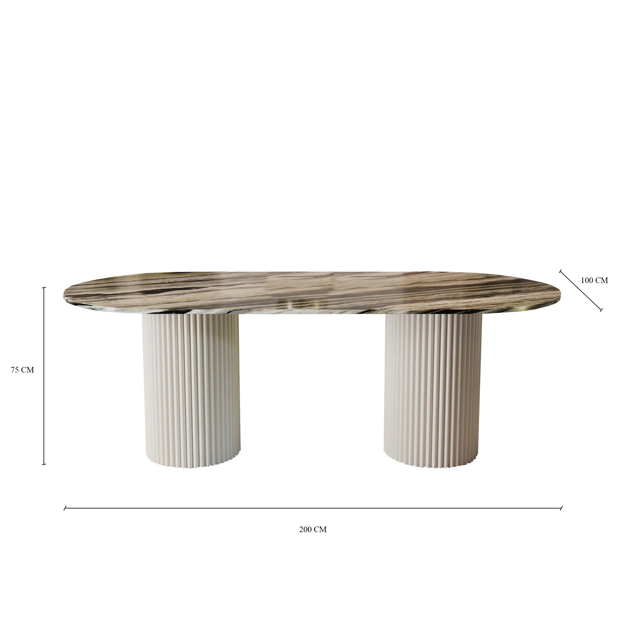 Lucente Shangrila Green Oval Dining Table With Fluted Base