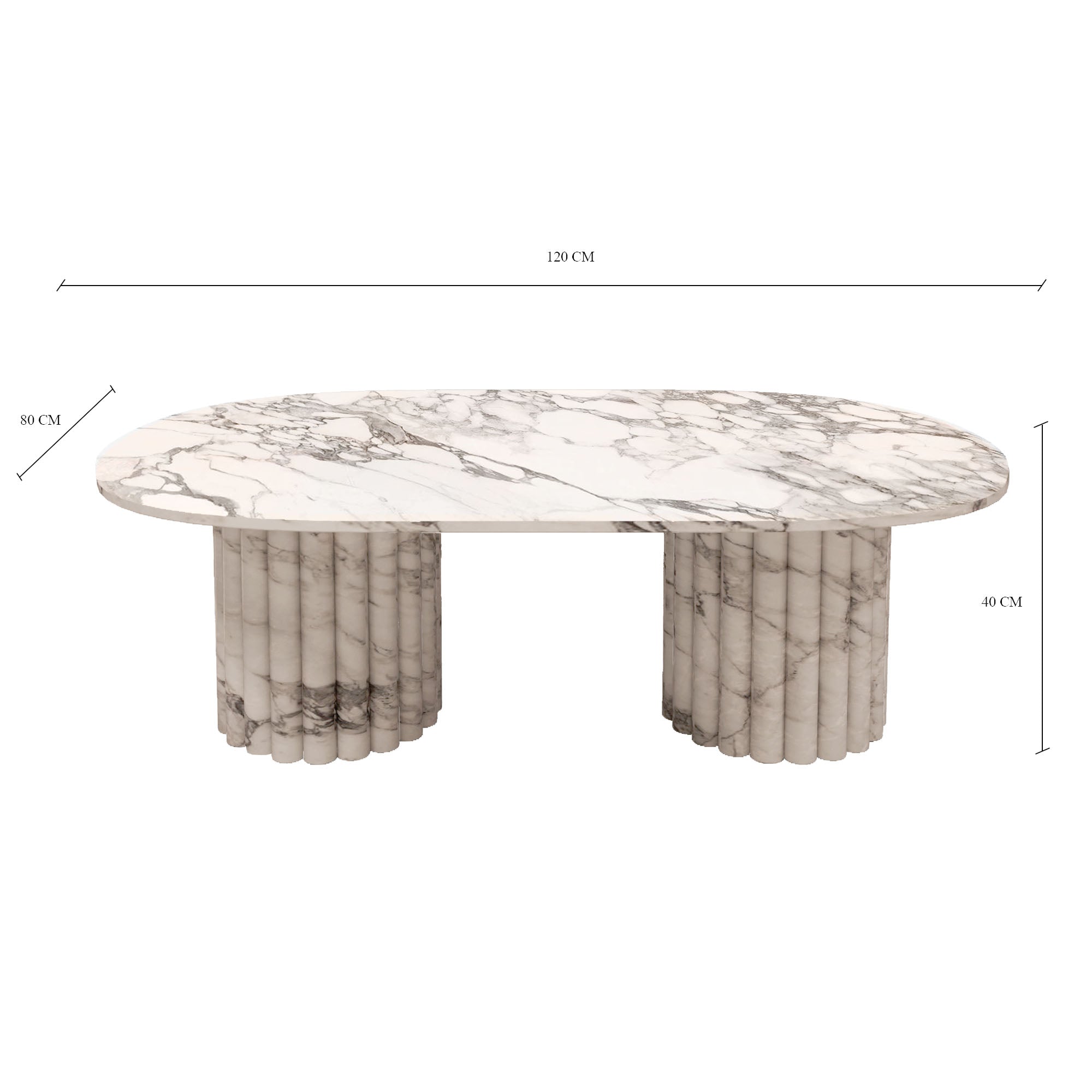Lorenzo Arabescato Coffee Table With Fluted Base