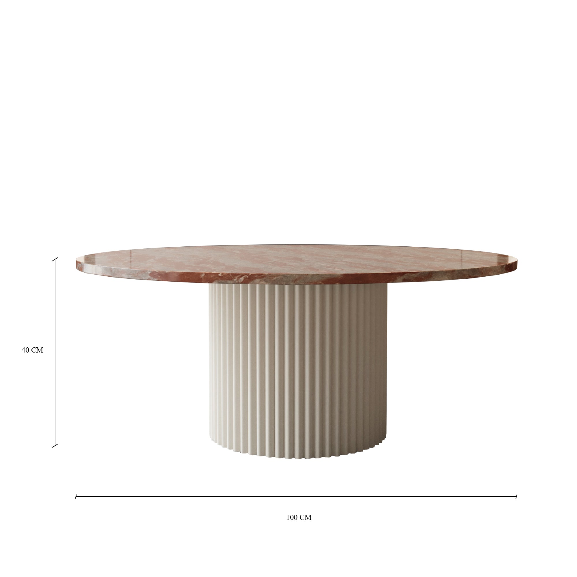 Lucente Rosso Francia Table With Fluted Base