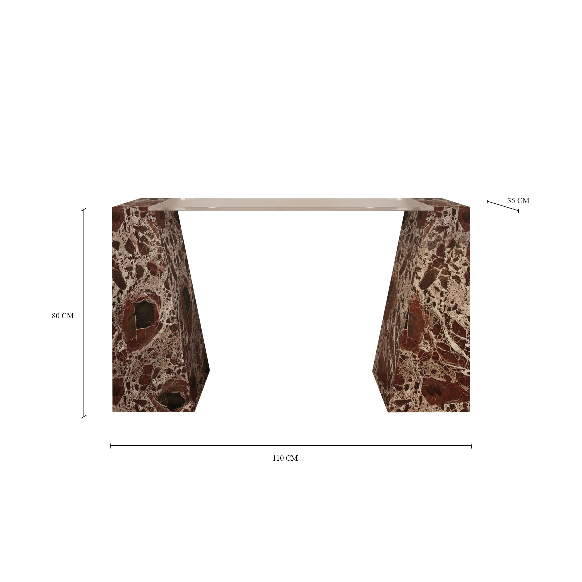 Brooklyn Rosso Levanto Console Table With Glass