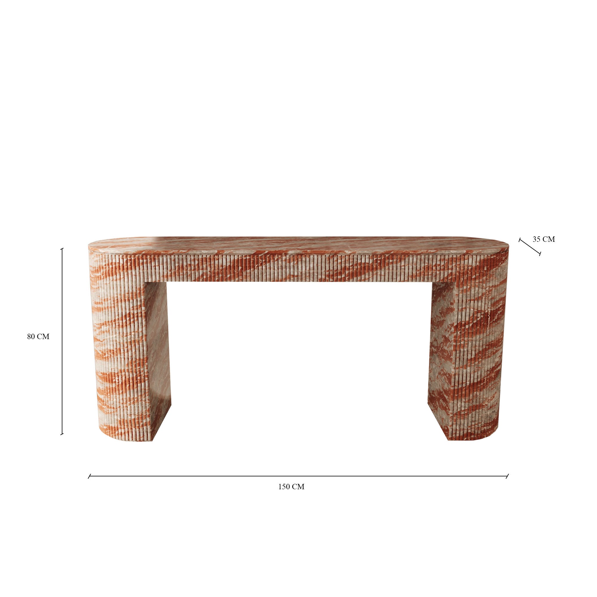 Ballagio Rosso Francio Fluted Console Table