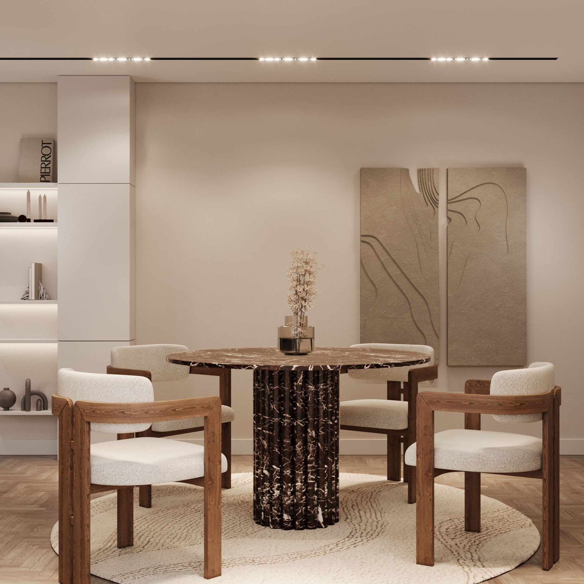 Lorenzo Rosso Levanto Round Dining Table With Fluted Base