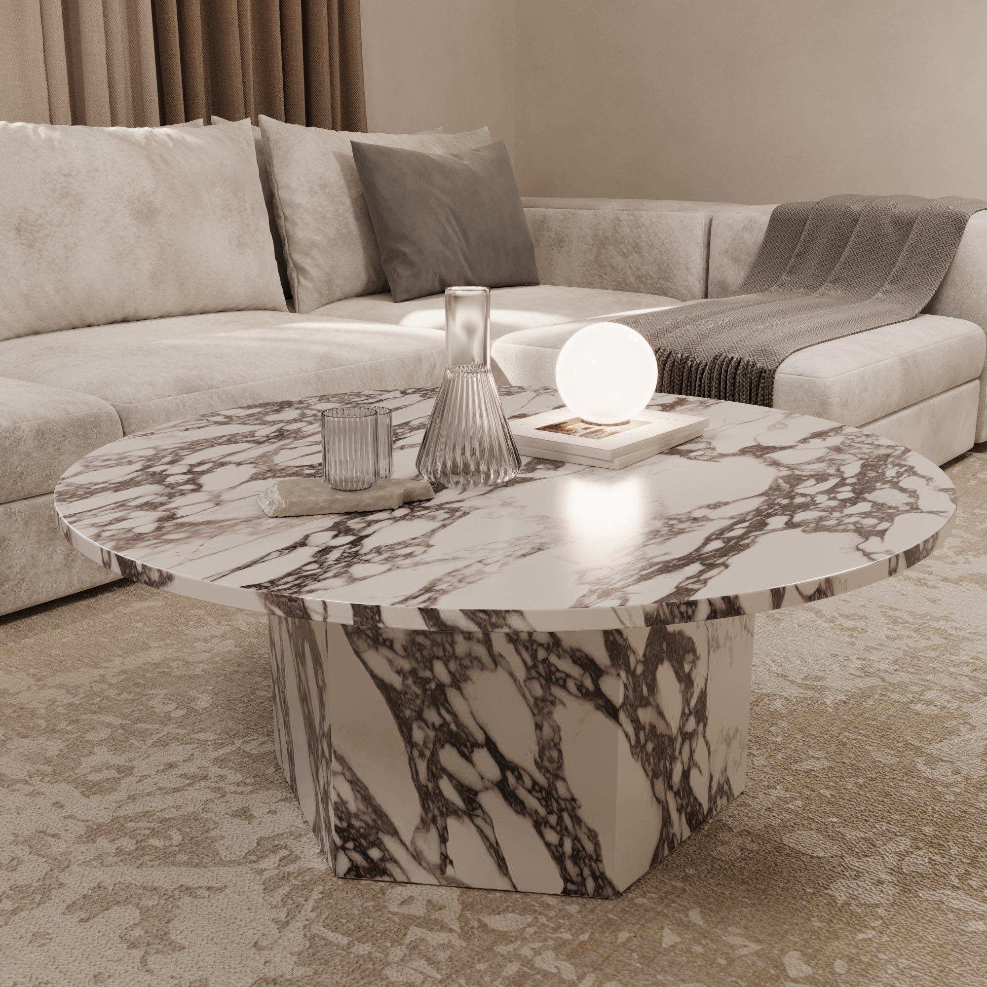 Sebastian Calacatta Viola Marble Round Coffee Table