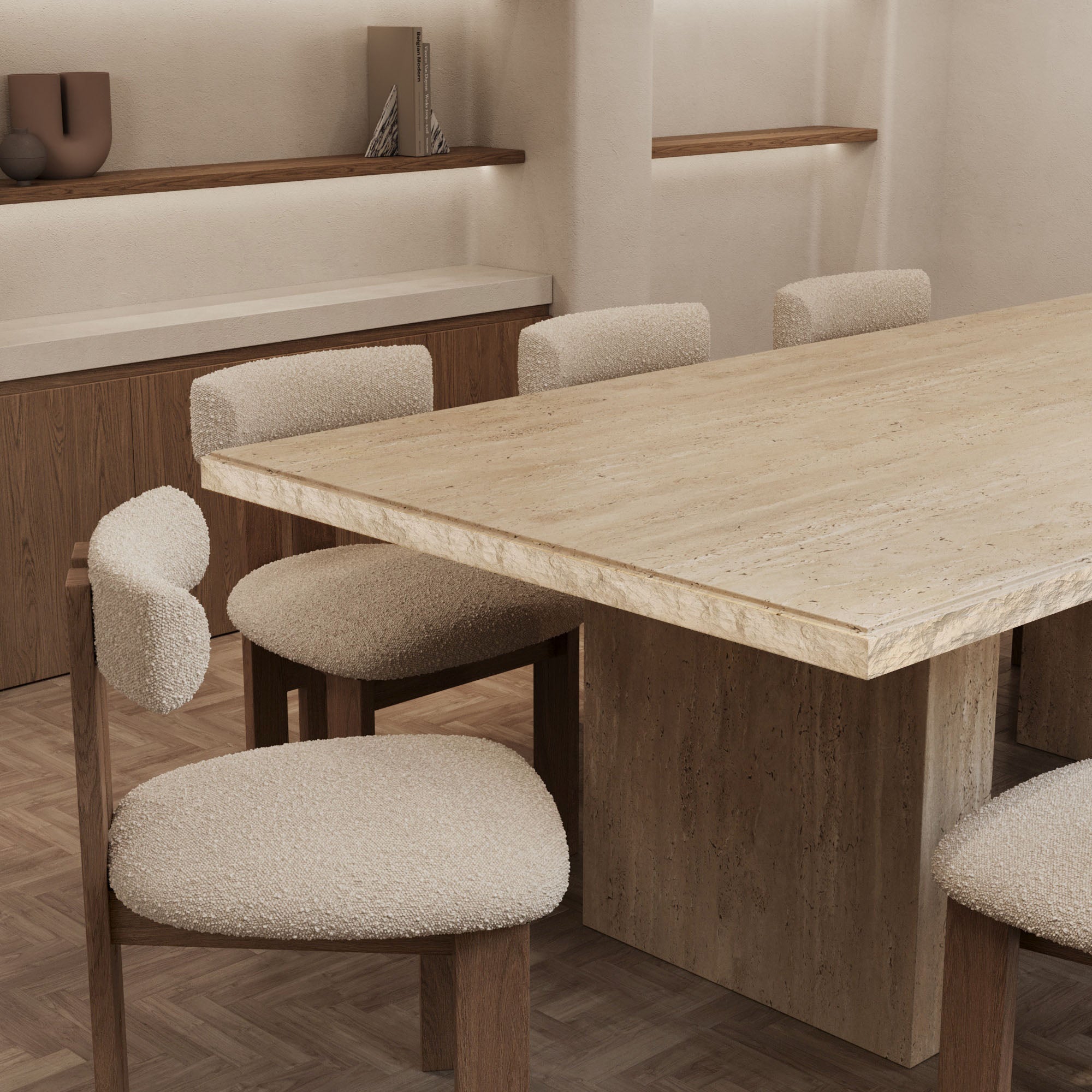 Rosa Travertine Dining Table With Natural Edge