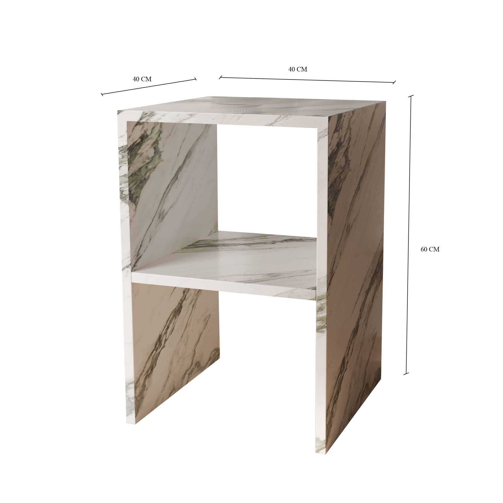Lilia Calacatta Green Marble Box Side Table