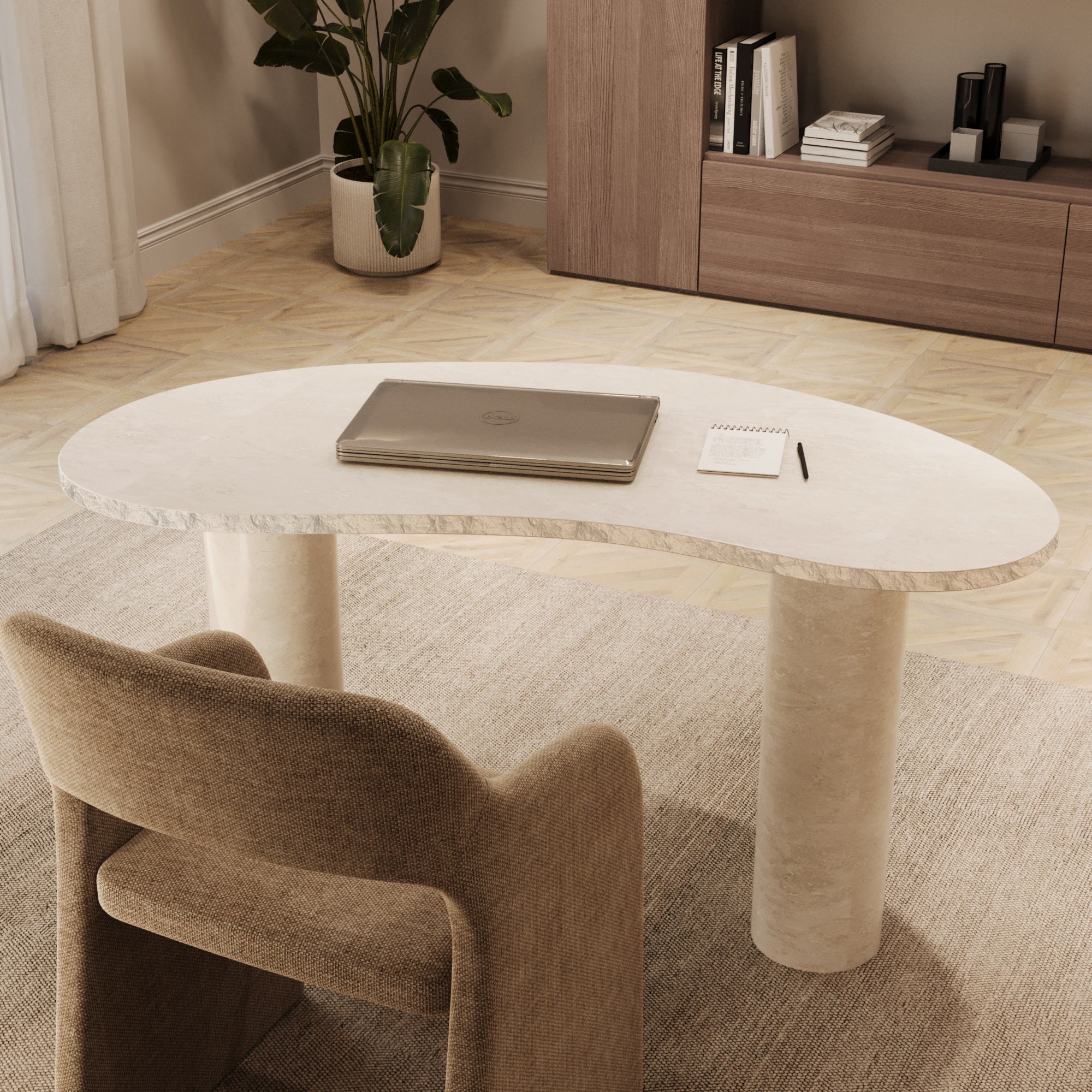 Castara Limestone Desk With Natural Edge