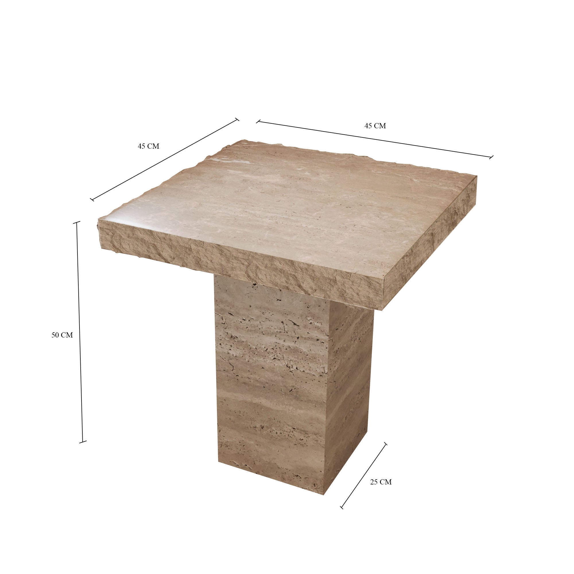 Rosa Travertine Side Table With Natural Edge