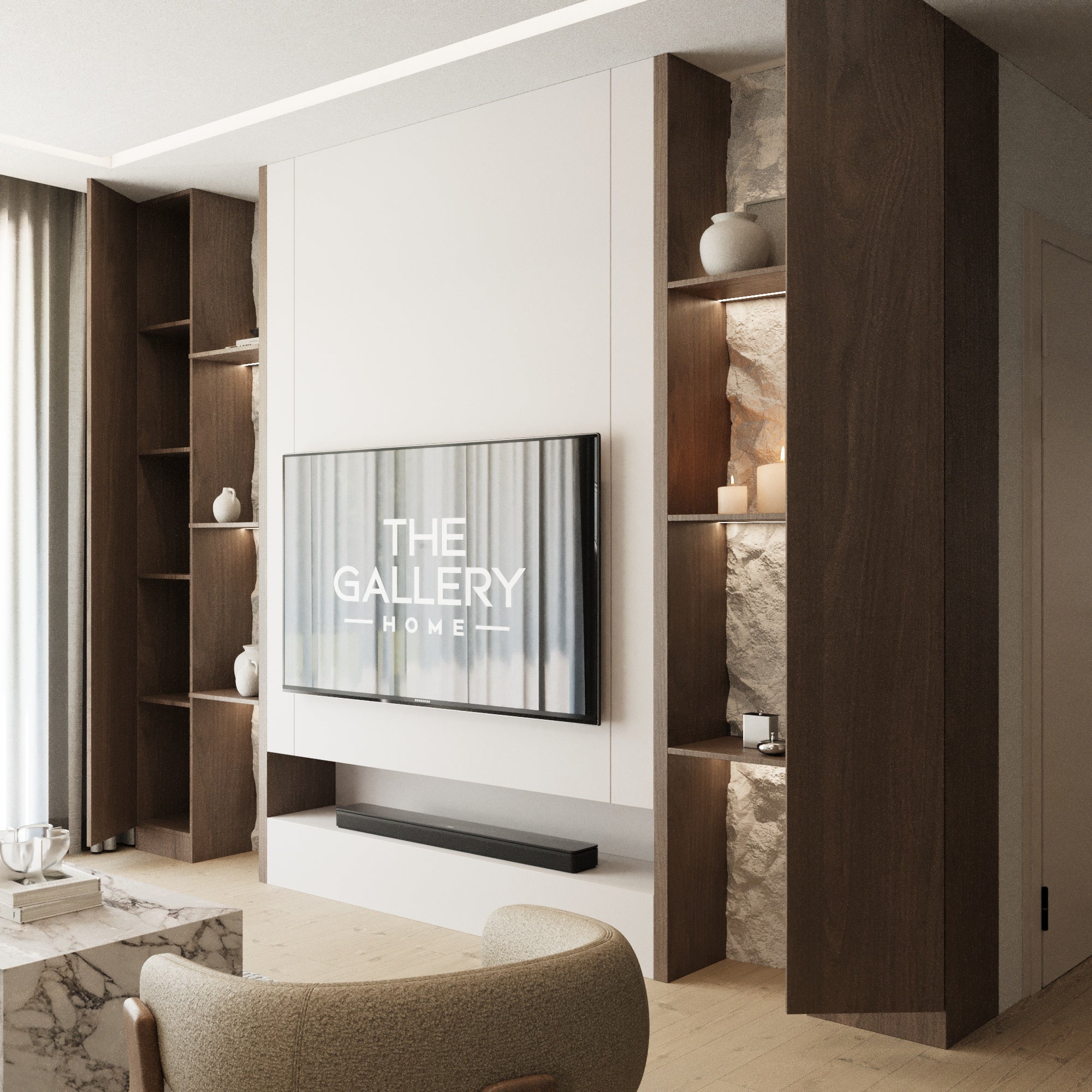 Alpine Stone Media Wall