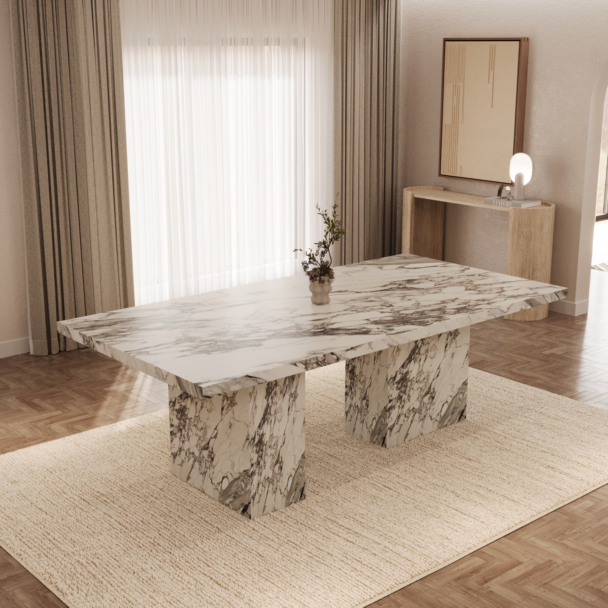 Olivia Italian Arabescato Dining Table