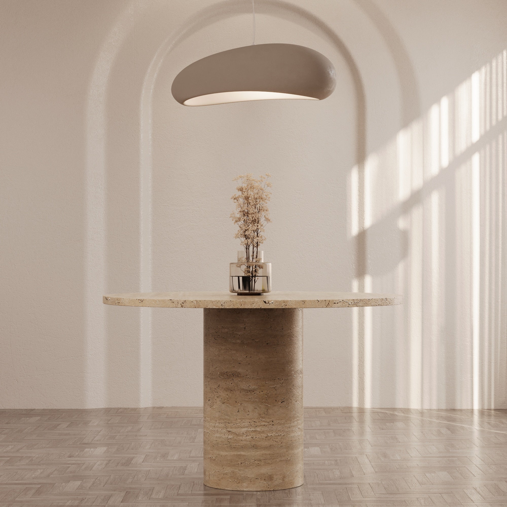 Carla Italian Travertine Rond Dining Table