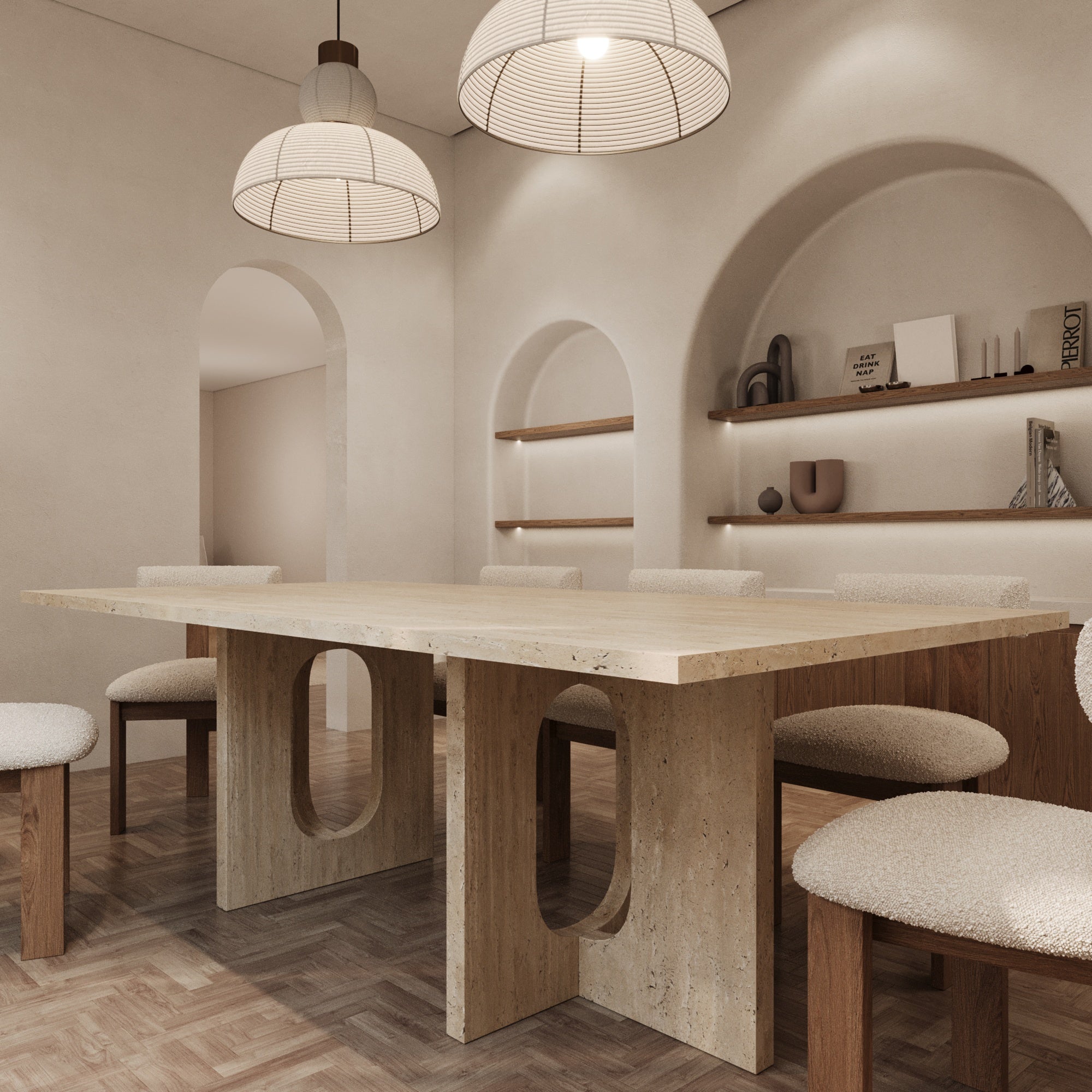 Andrea Travertine Rectangle Dining Table