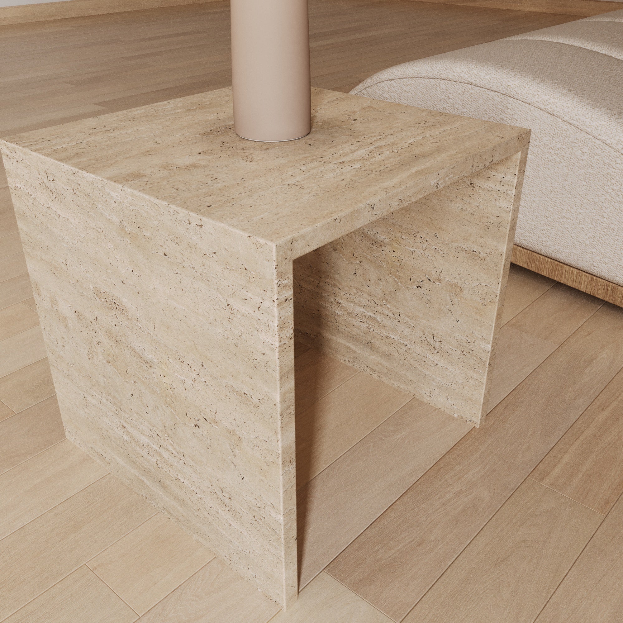 Sofia Italian Travertine Box Side Table