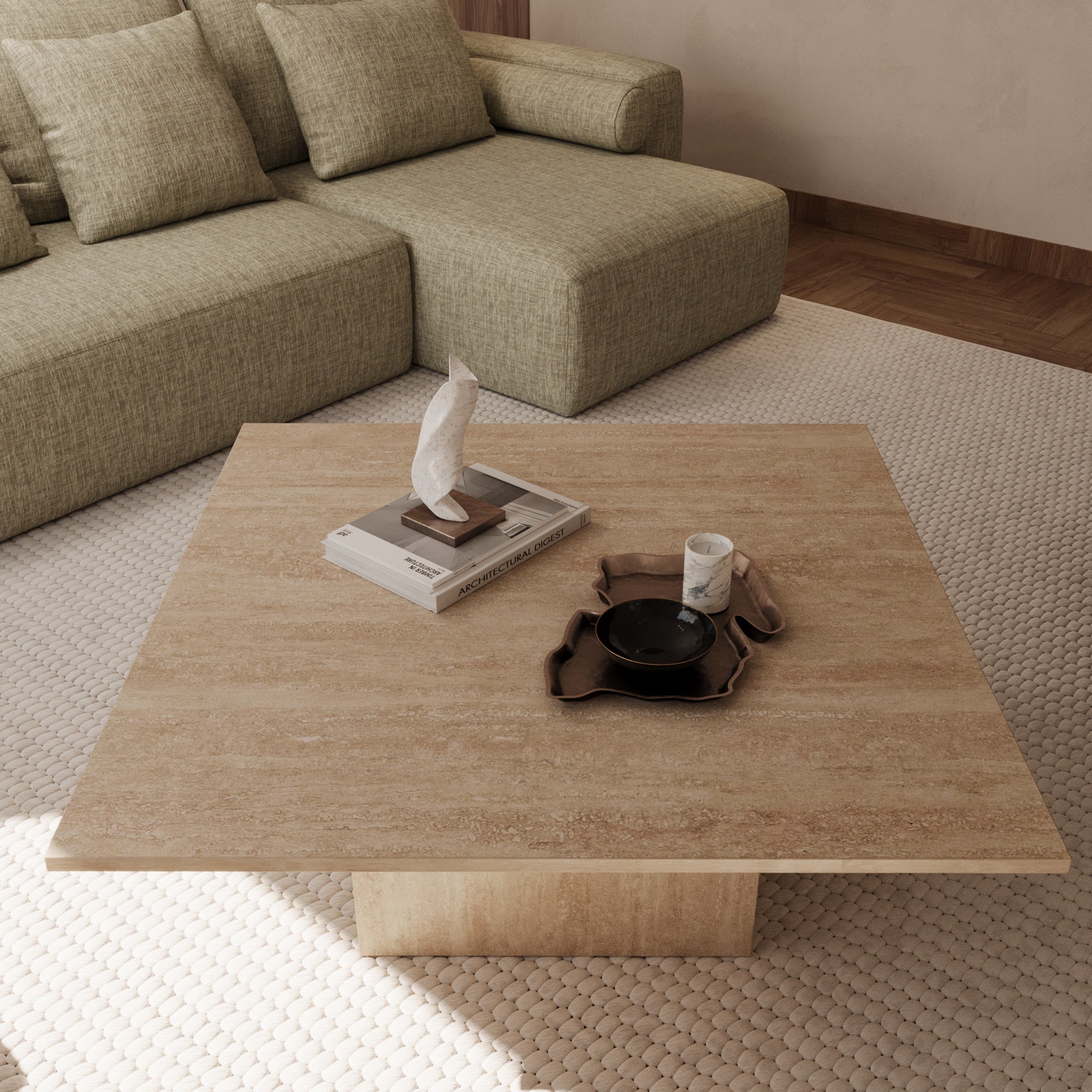 Enzo Travertine Square Coffee table