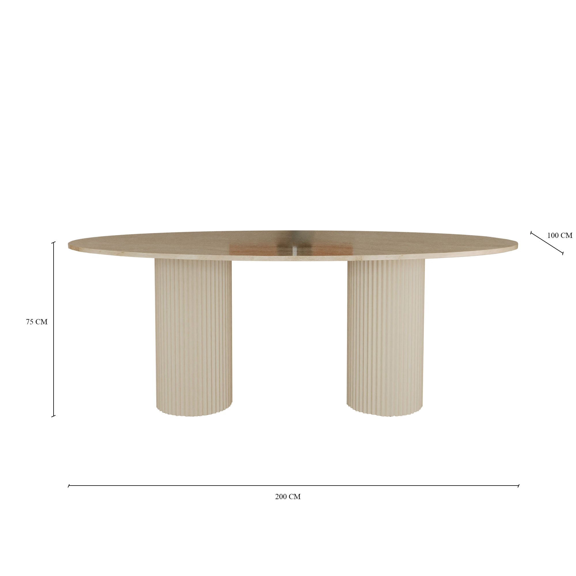 Lucente Cappuccino Oval Dining Table With Fluted Base