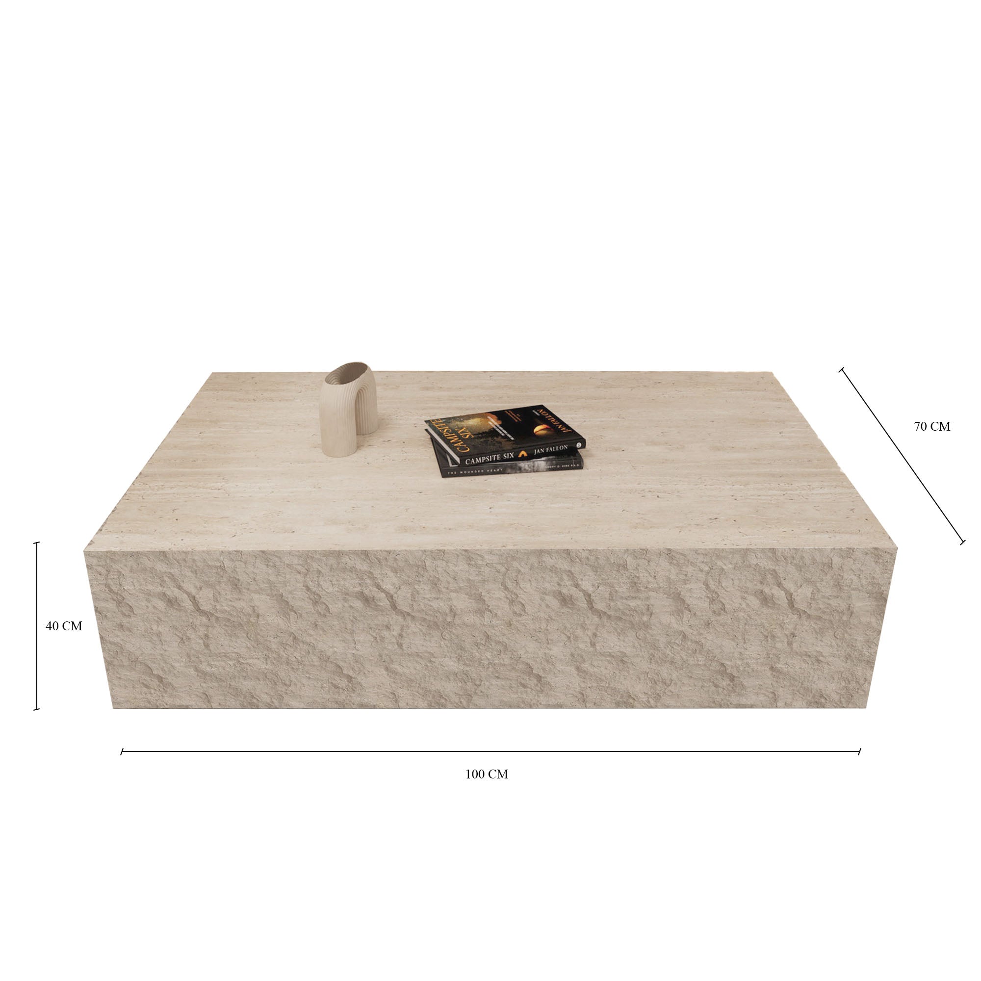 Atlas Travertine Floating Box Coffee Table With Natural Edge