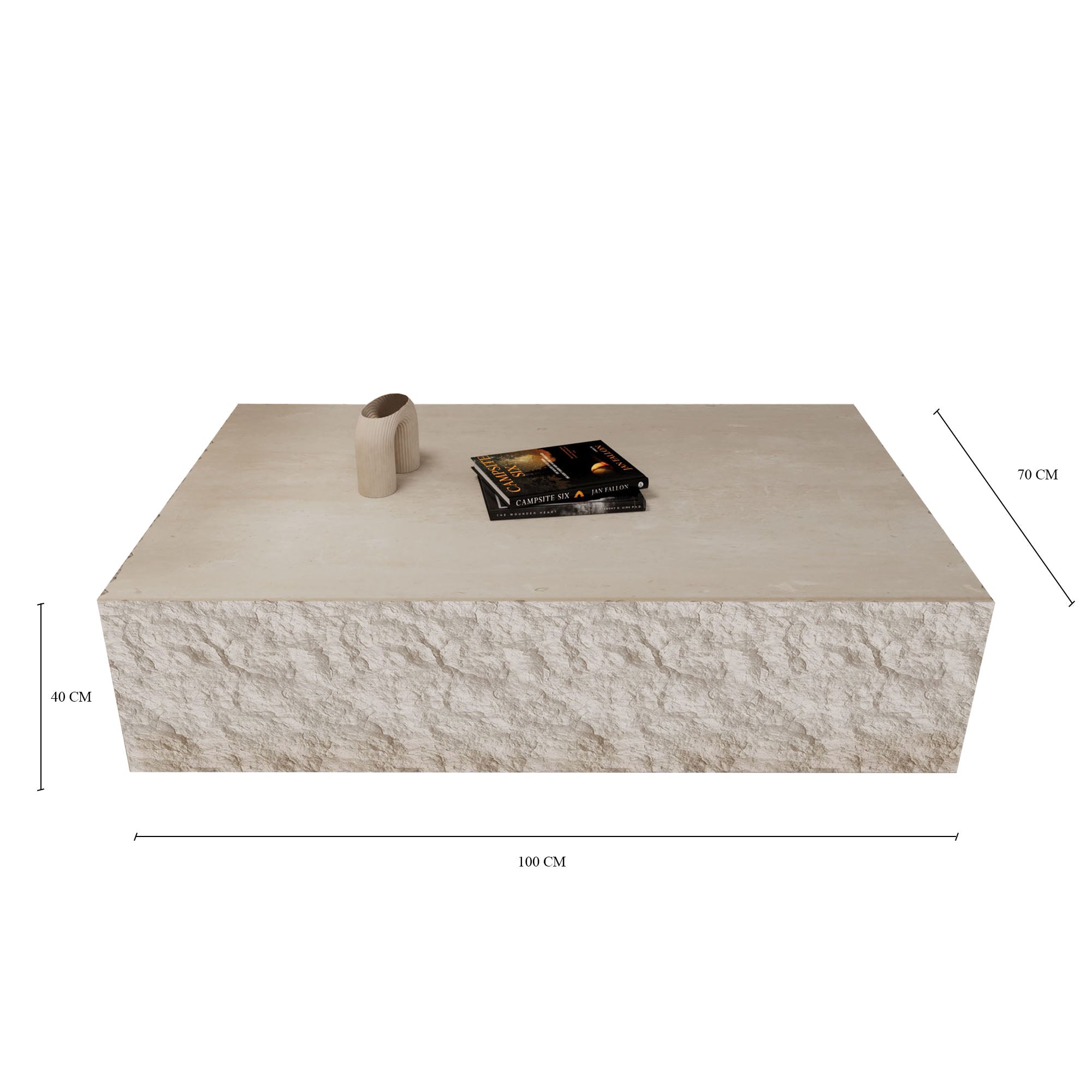 Atlas Limestone Floating Box Coffee Table With Natural Edge