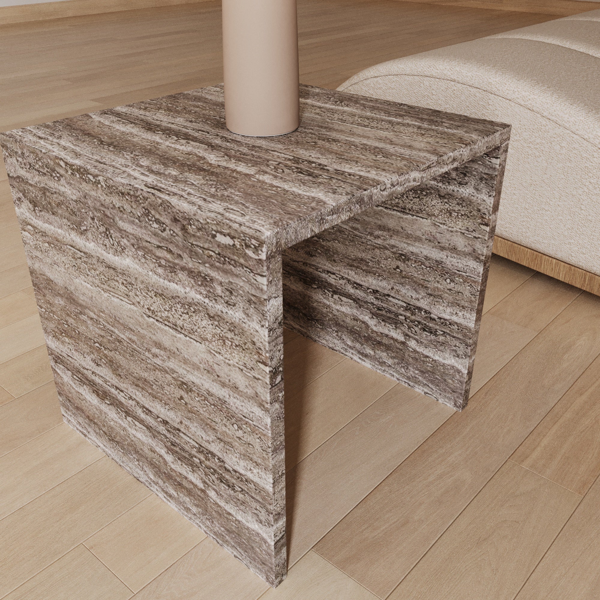 Sofia Grey Travertine Box Side Table