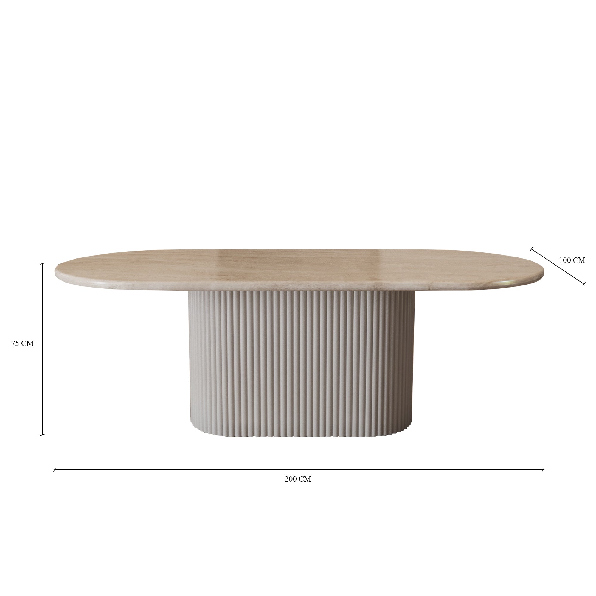 Lucente Cappuccino Oval Dining Table With Fluted Base