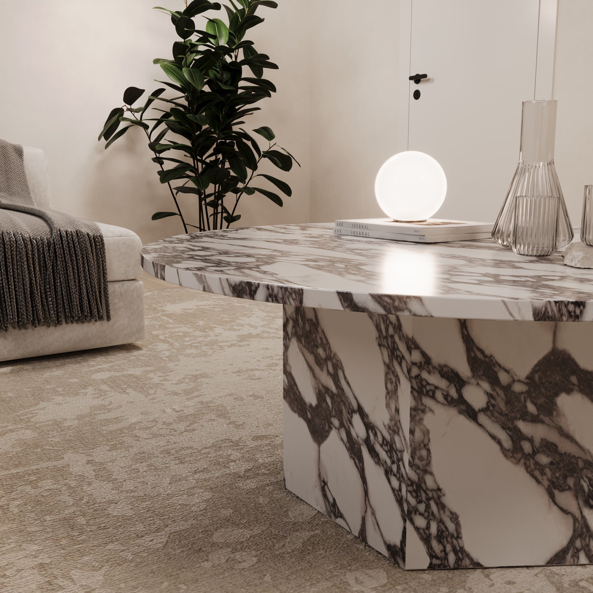 Sebastian Calacatta Viola Marble Round Coffee Table