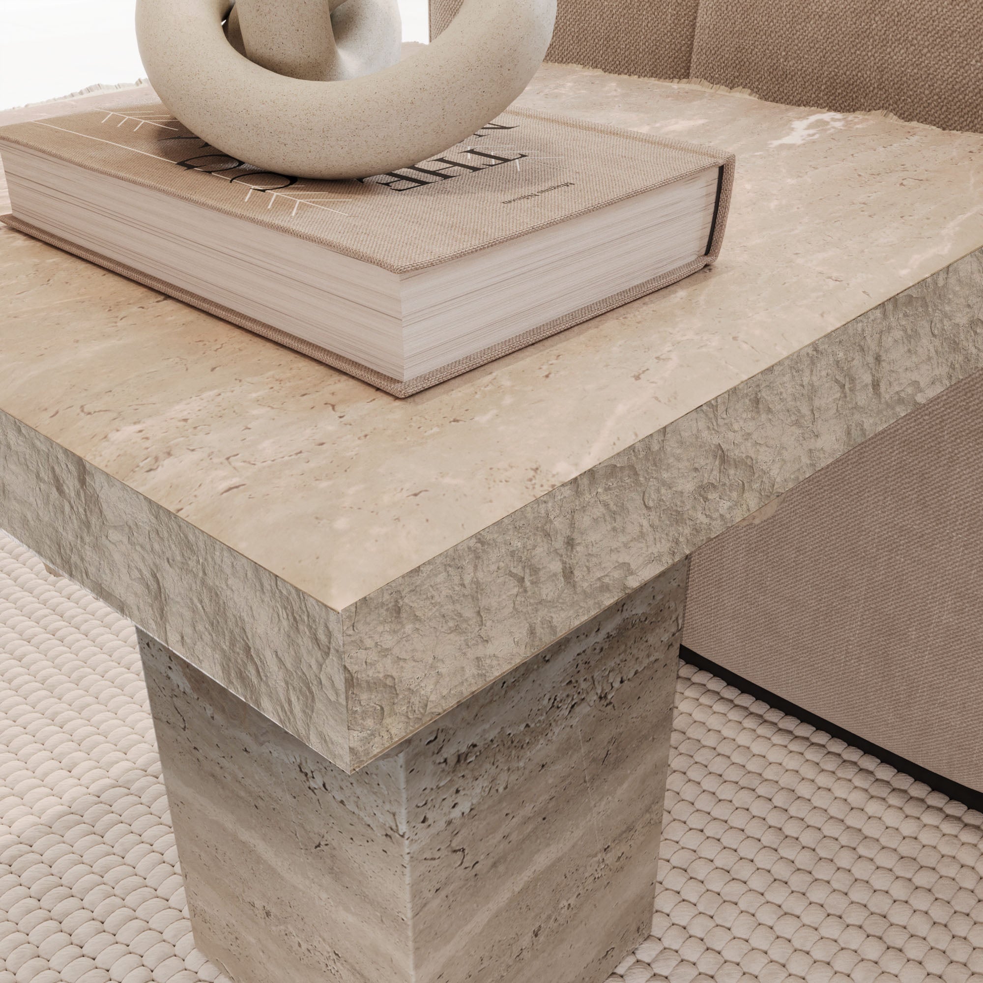Rosa Travertine Side Table With Natural Edge