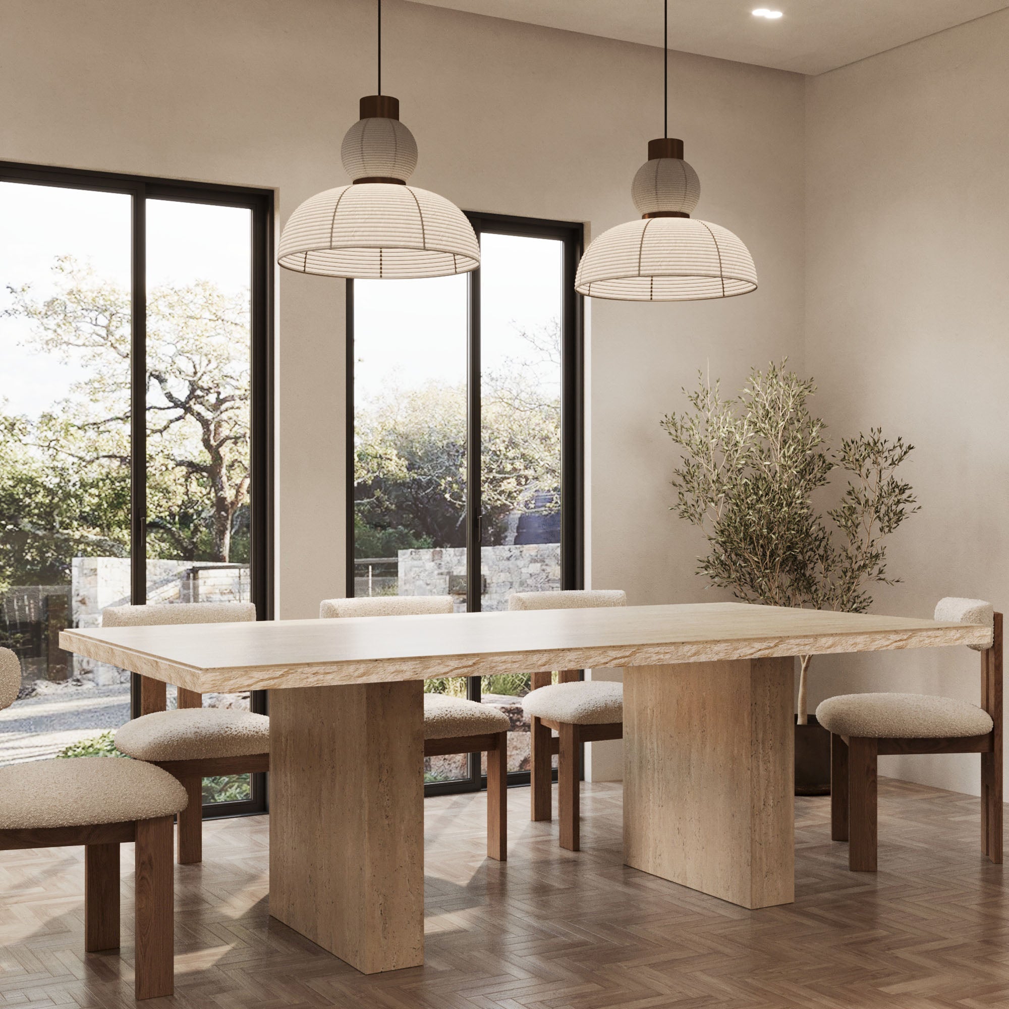Rosa Travertine Dining Table With Natural Edge