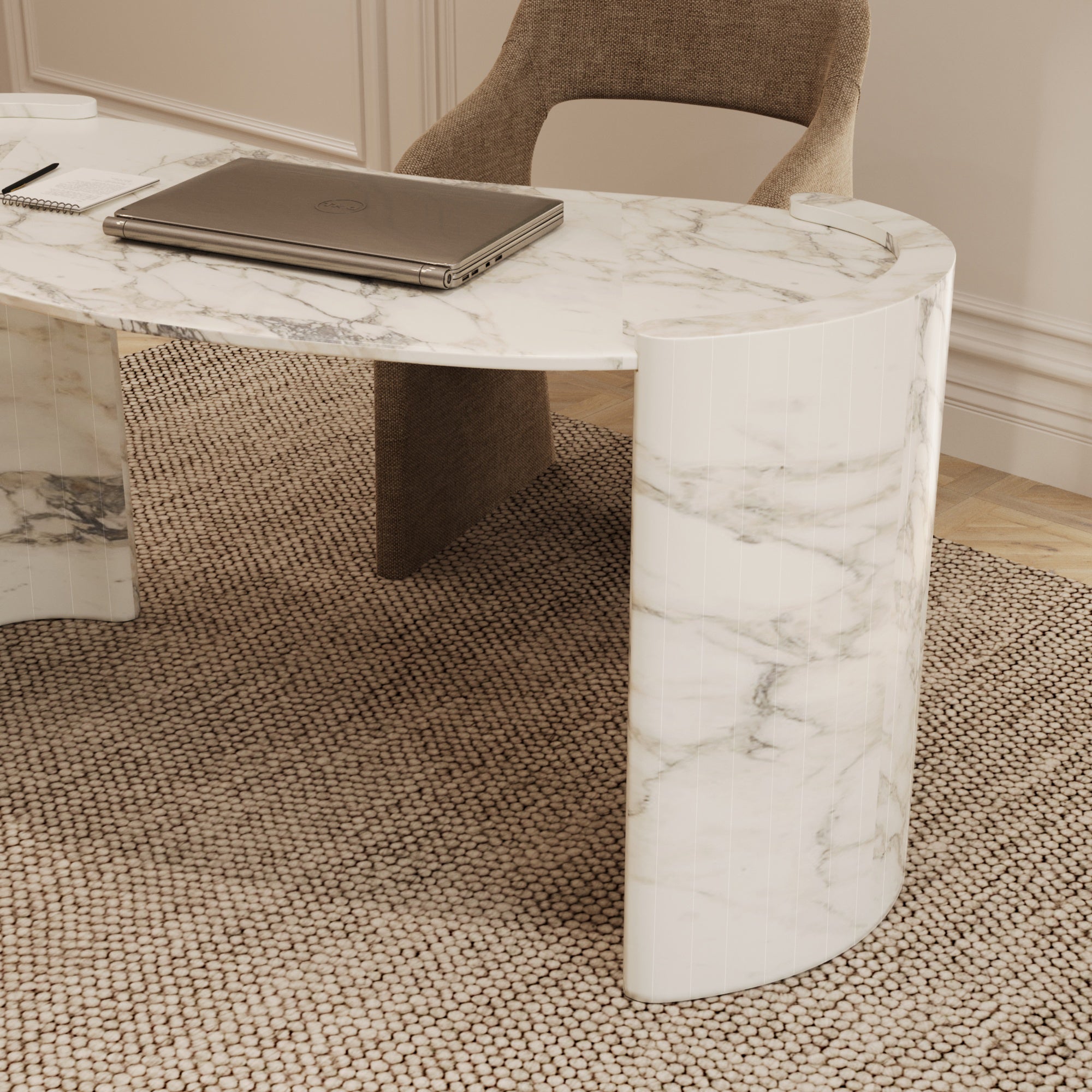 Verona Arabescato Curved Desk